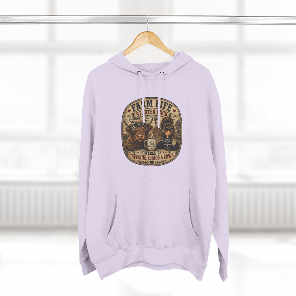 Farm Life Highland Cow Three-Panel Fleece Hoodie