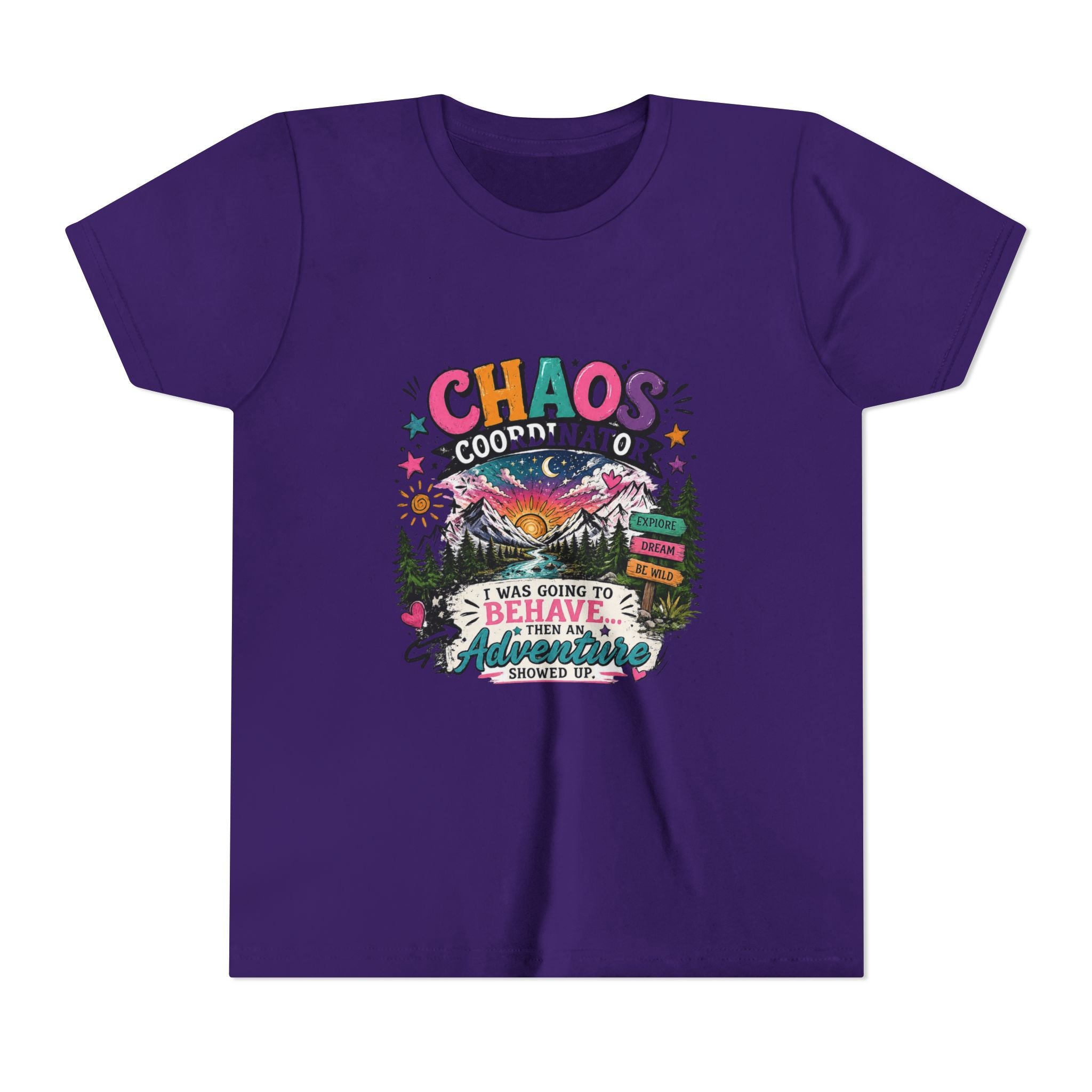 Chaos Coordinator Kids T-Shirt – I Was Going To Behave But Then Adventure Showed Up Graphic Tee