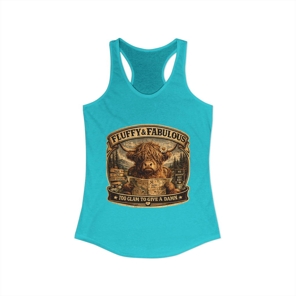 Fluffy & Fabulous Highland Cow Women's Ideal Racerback Tank