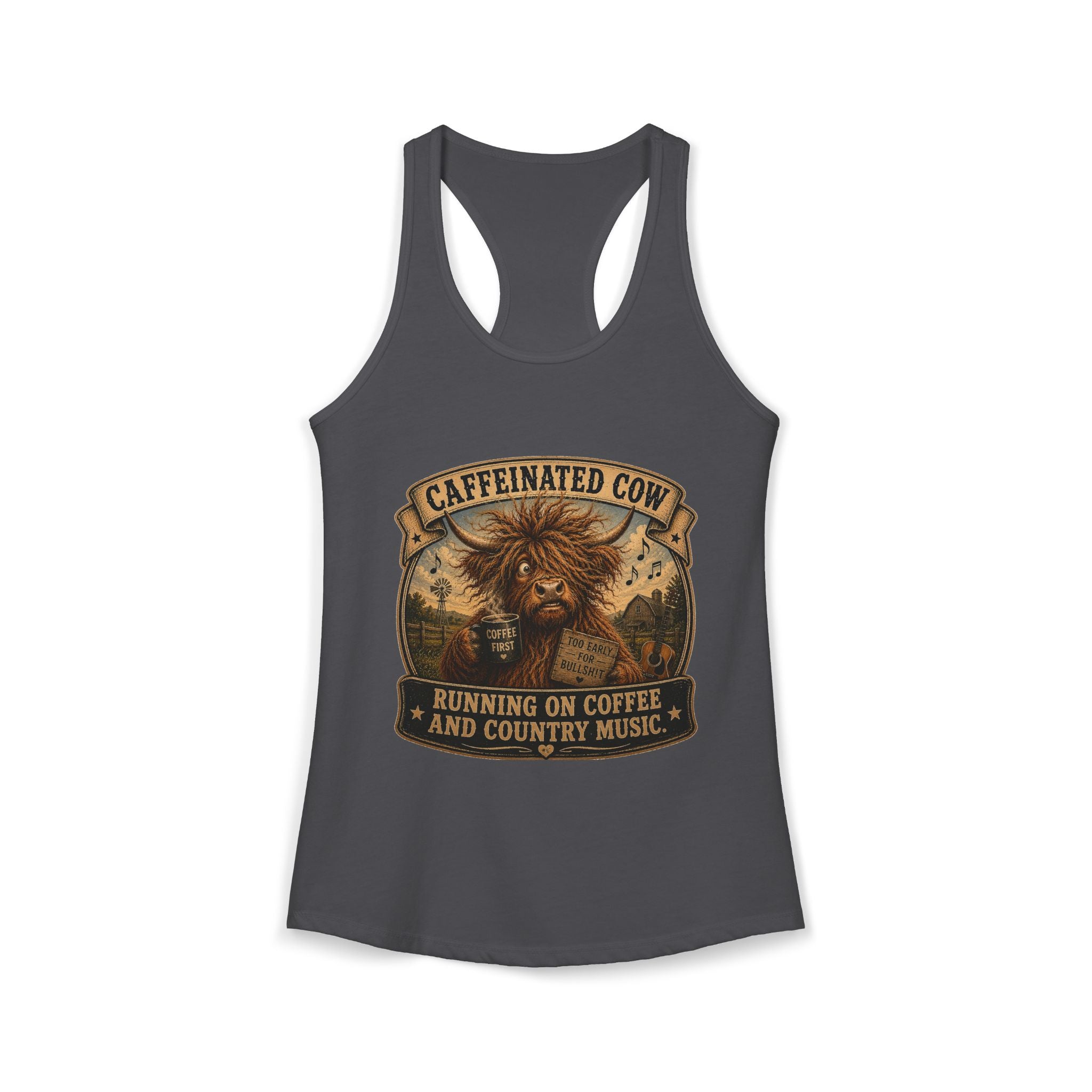 Caffeinated Cow Women's Ideal Racerback Tank