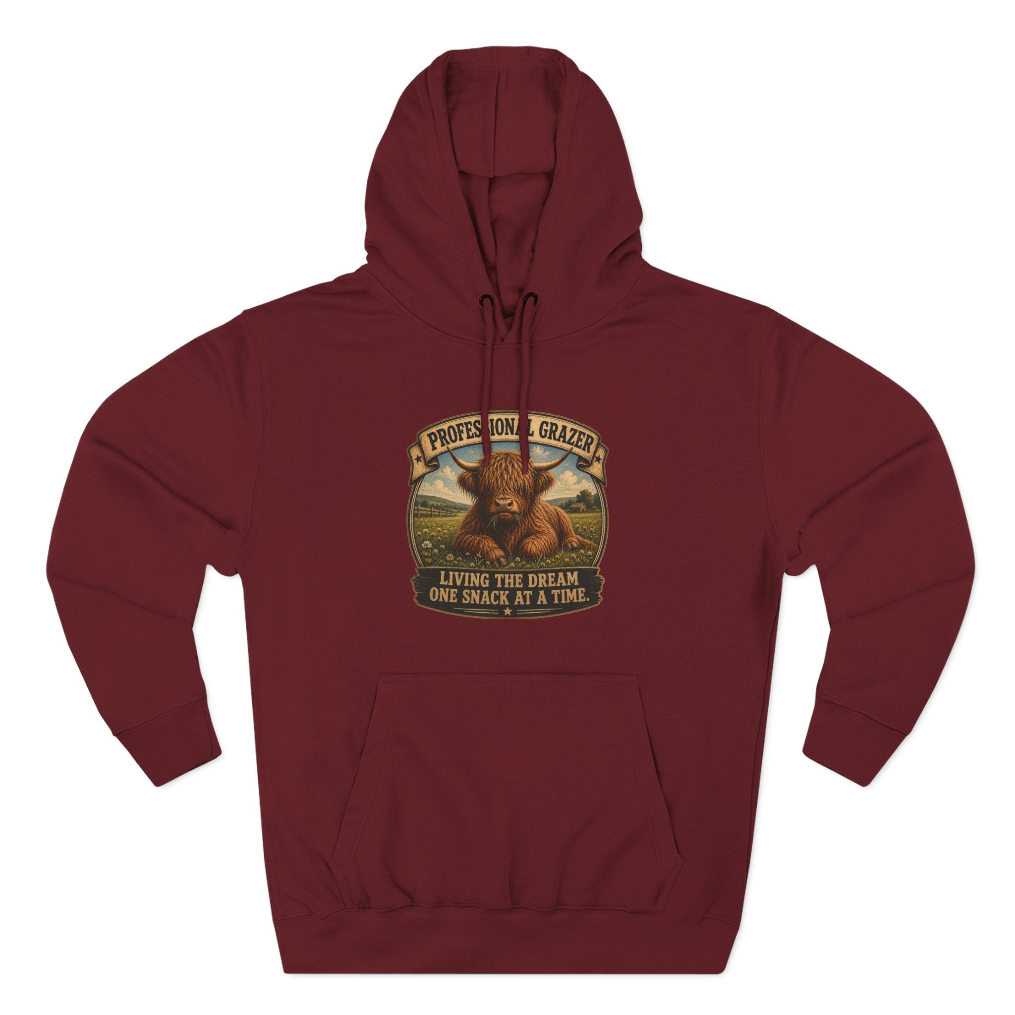 Before and After Coffee Highland Cow Three-Panel Fleece Hoodie