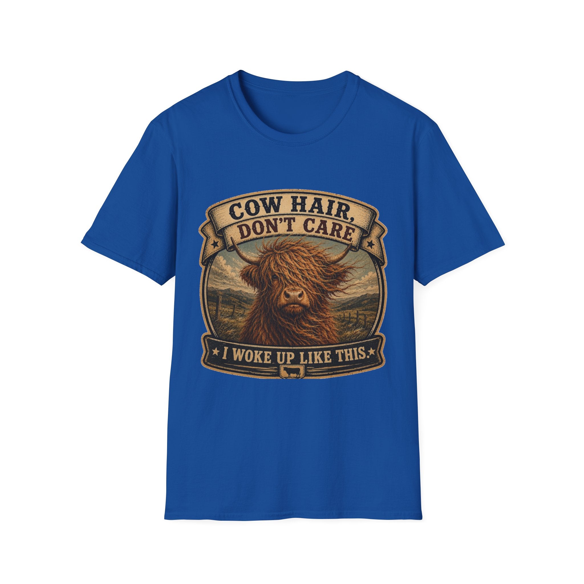 Cow Hair Don't Care Highland Cow - Unisex Softstyle T-Shirt