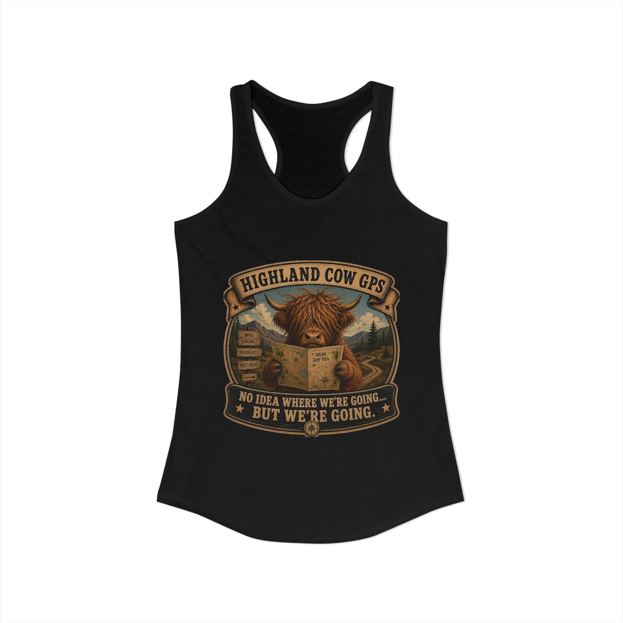 Highland Cow GPS Women's Ideal Racerback Tank