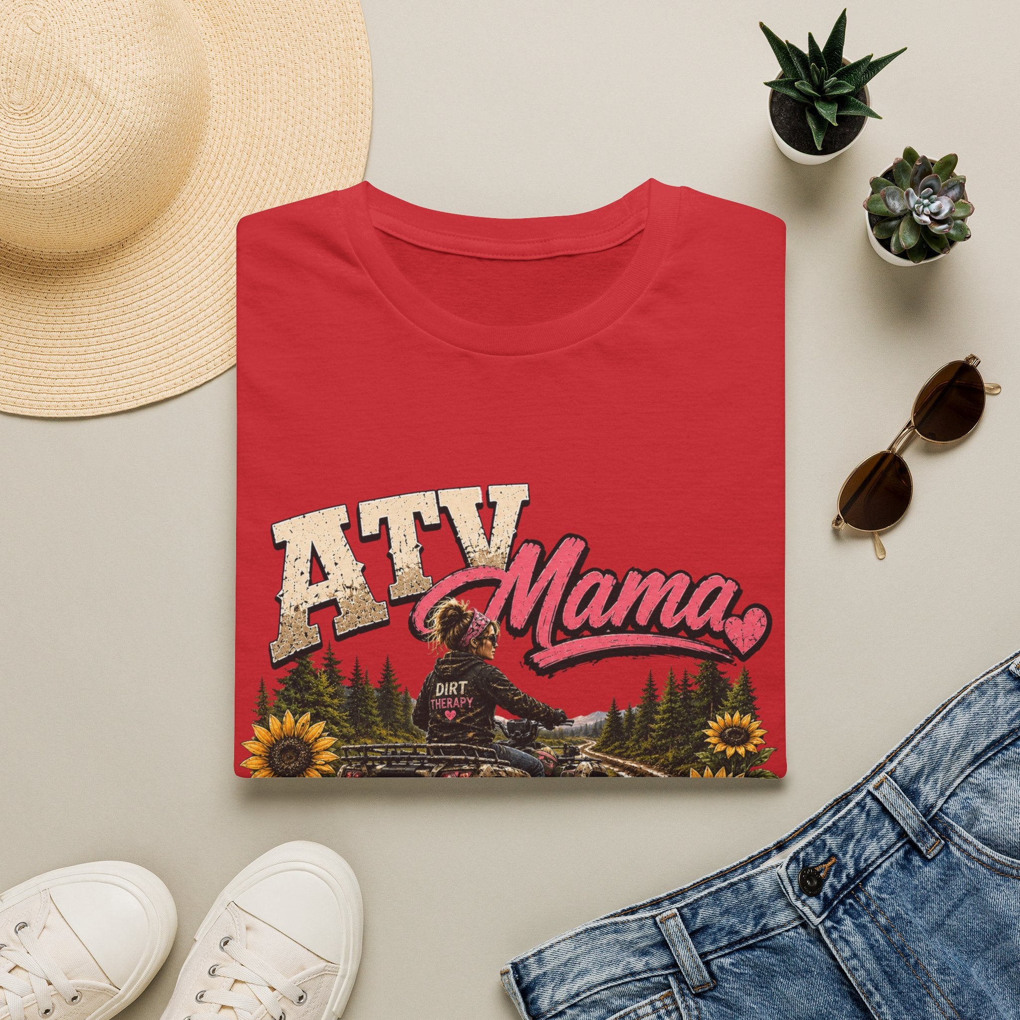 ATV Mama T-Shirt — Messy Hair, Muddy Boots Graphic Tee for Moms