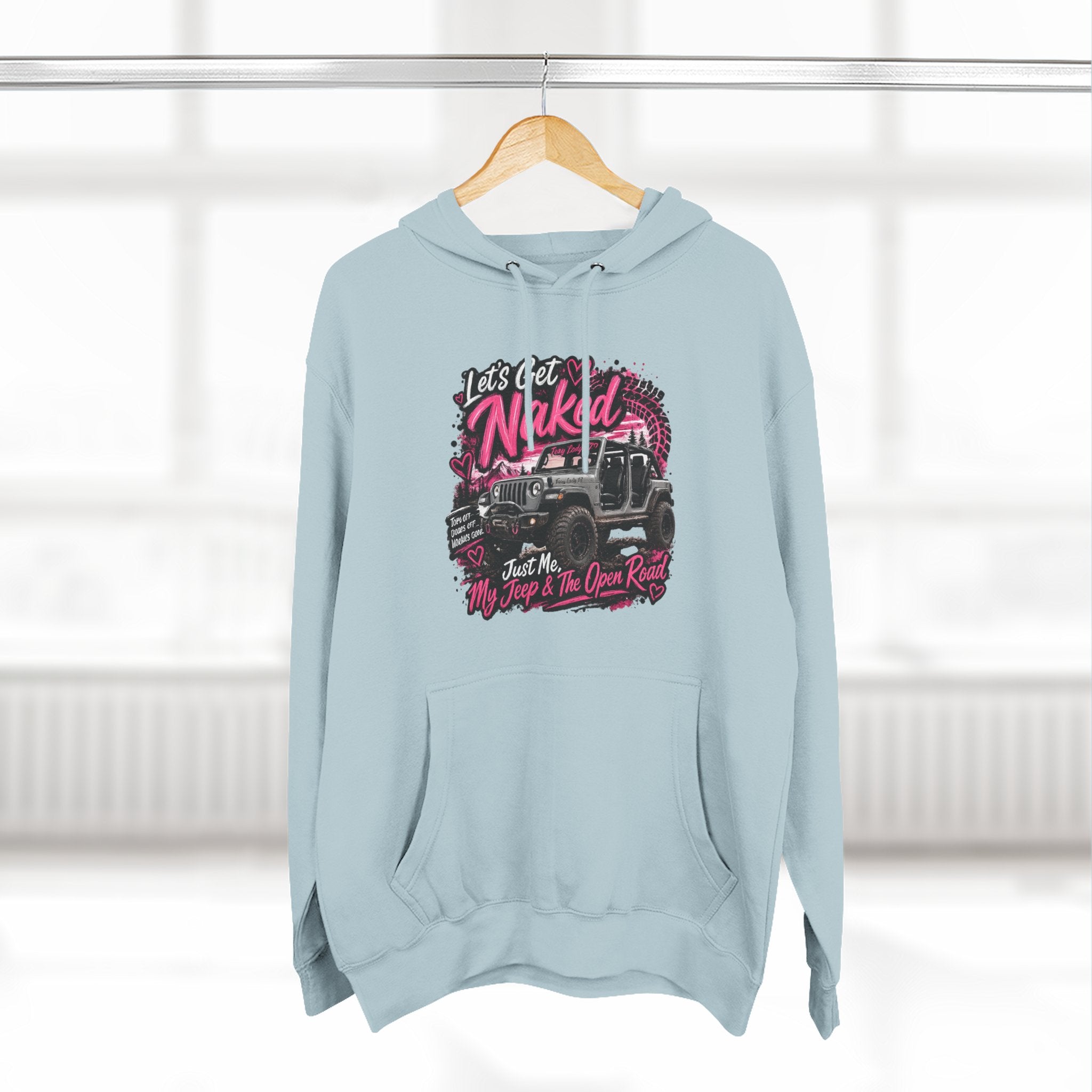 Jeep 'Let's Get Naked' Graphic Hoodie — Off-Road Adventure Pullover