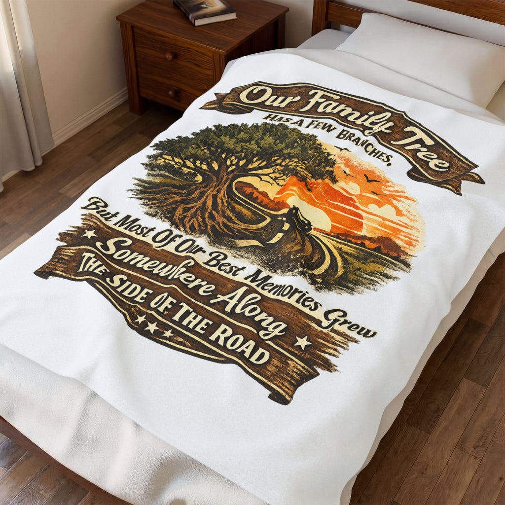 "Our Family Tree Has A Few Branches" Cozy Throw — Family Road Trip Velveteen Blanket