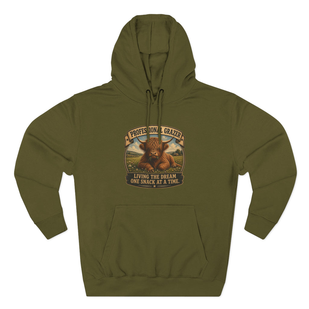 Before and After Coffee Highland Cow Three-Panel Fleece Hoodie