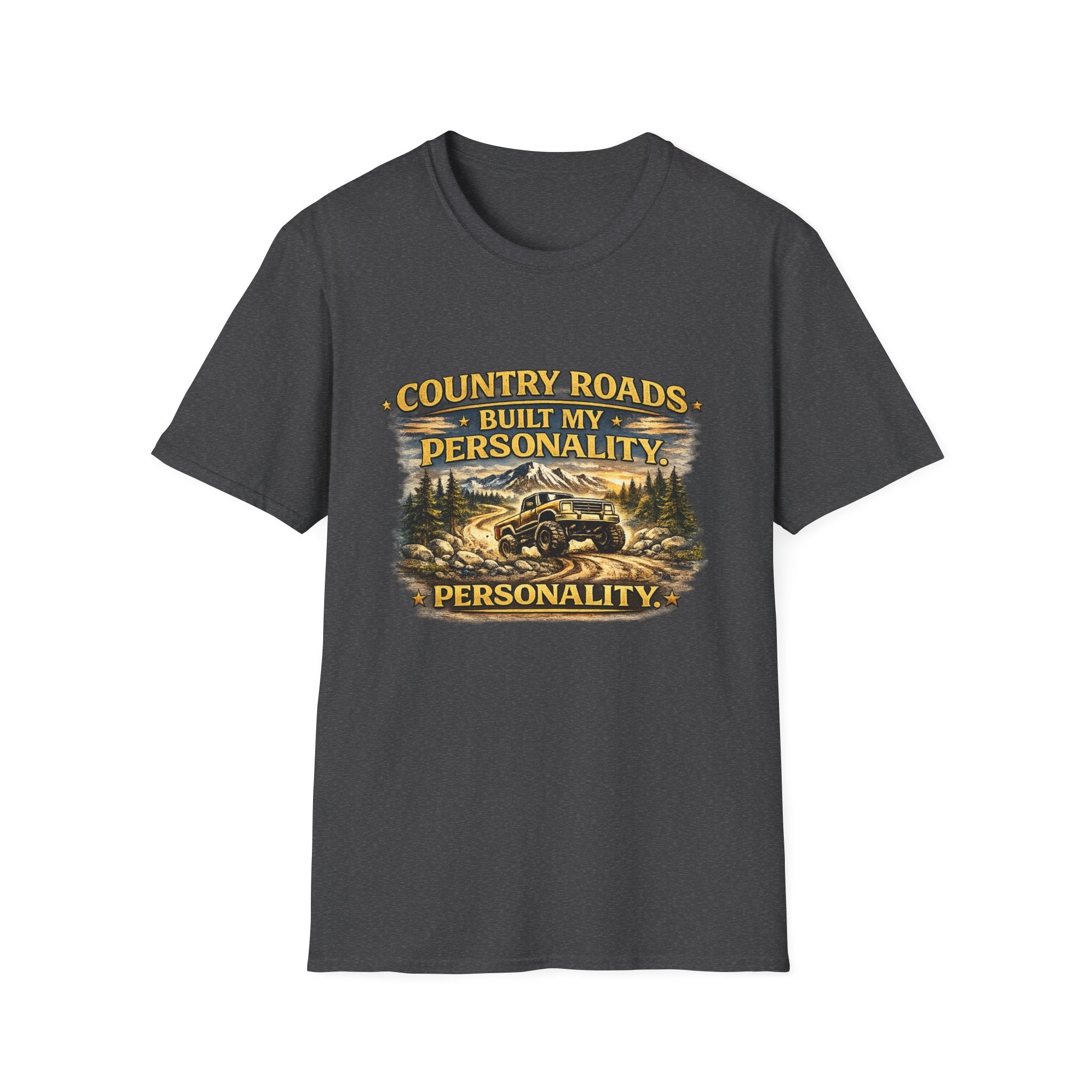 "Country Roads Built My Personality" Vintage Mountain Truck Tee — T-Shirt