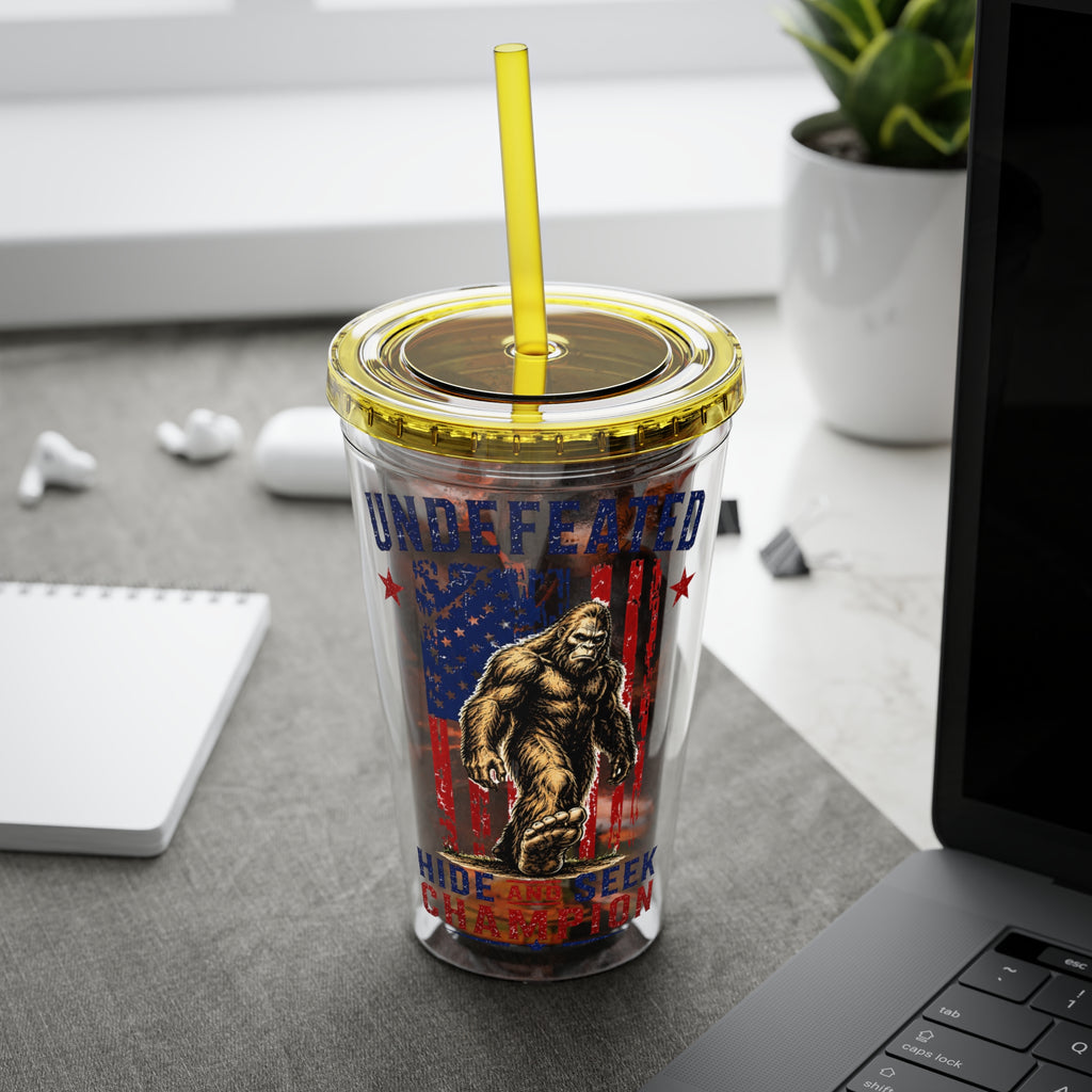 Undefeated Hide & Seek Champion 4th of July Sunsplash Tumbler with Straw, 16oz