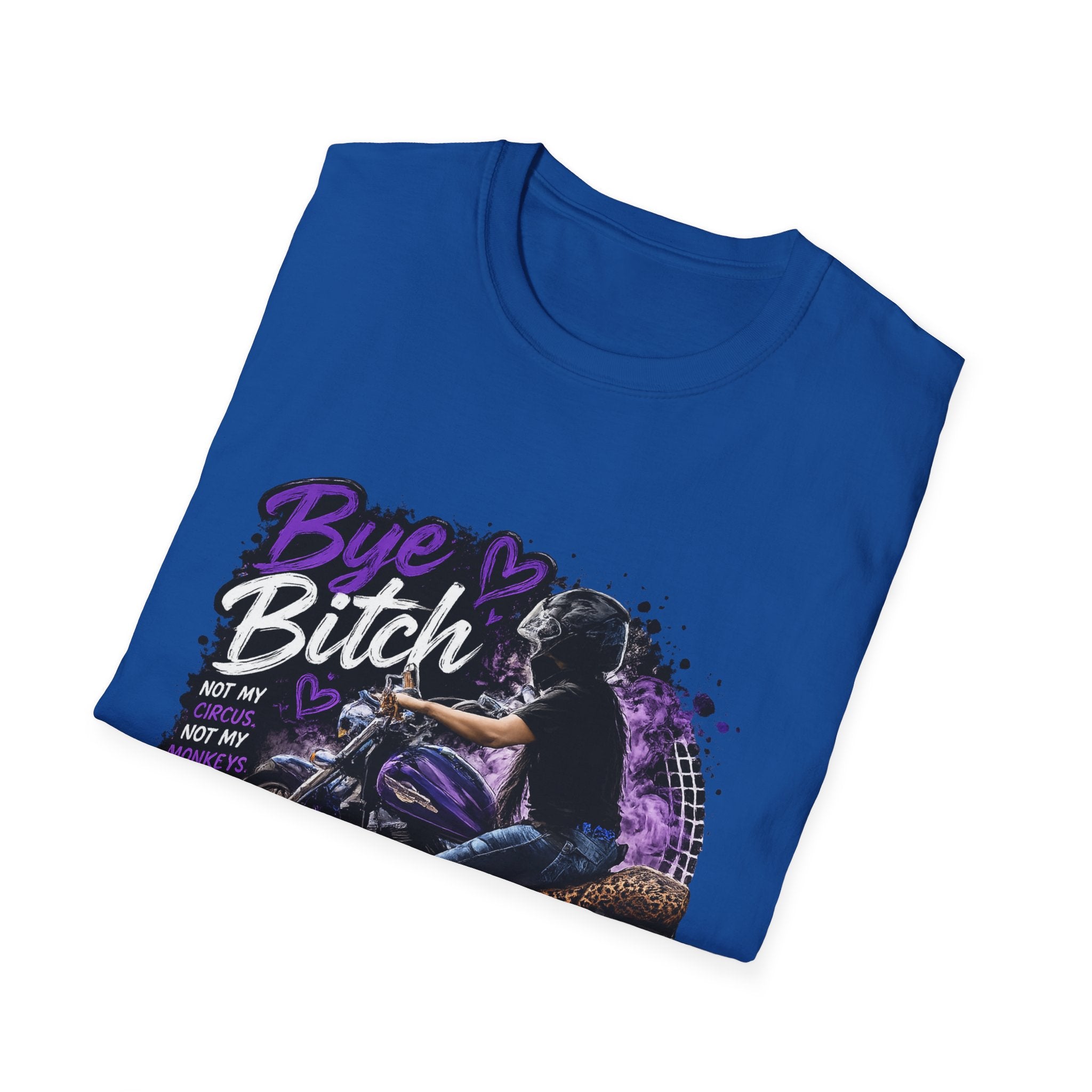 T‑Shirt "Bue Bitch" Purple Motorcycle Design – Biker Babe Graphic
