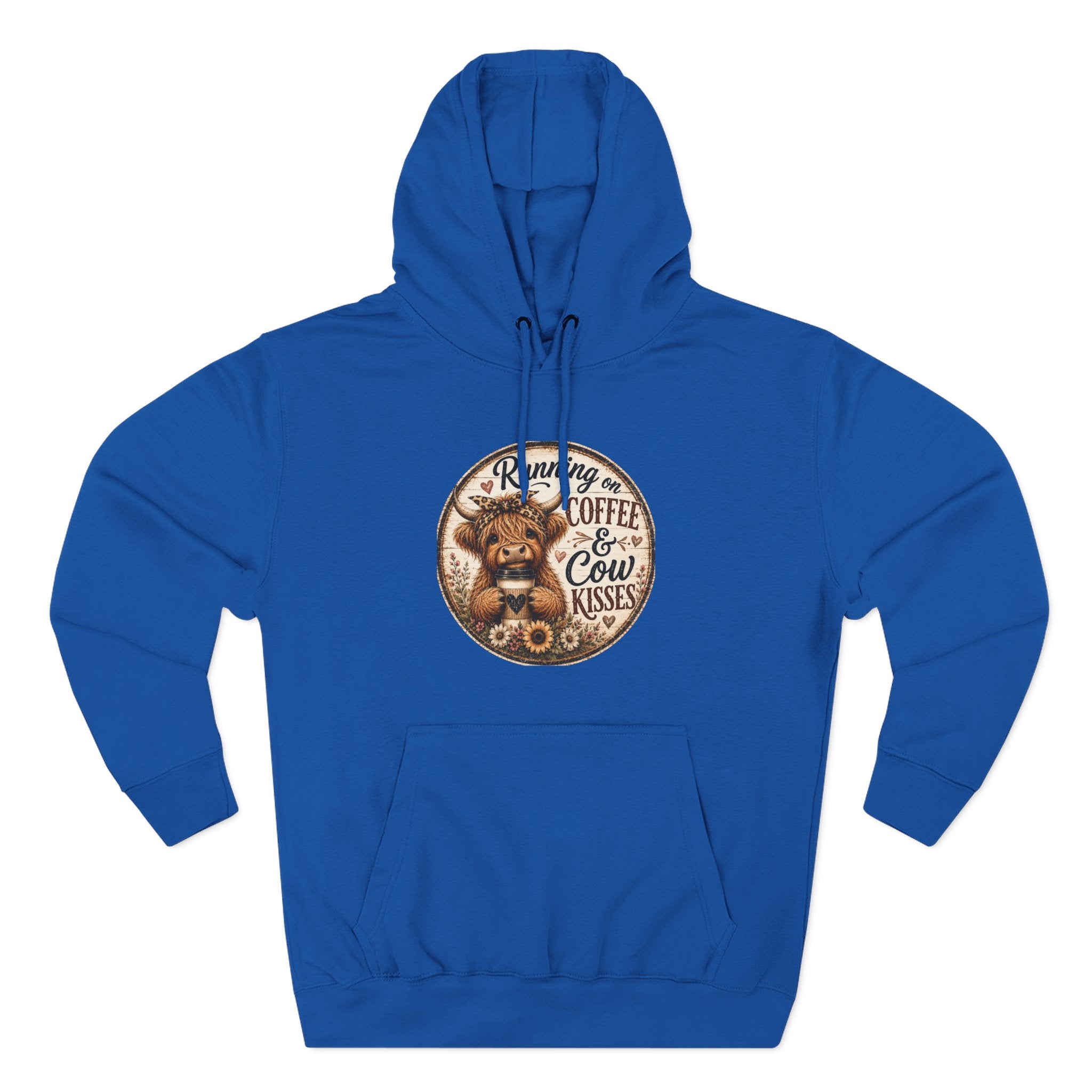 Running on Coffee & Cow Kisses Three-Panel Fleece Hoodie