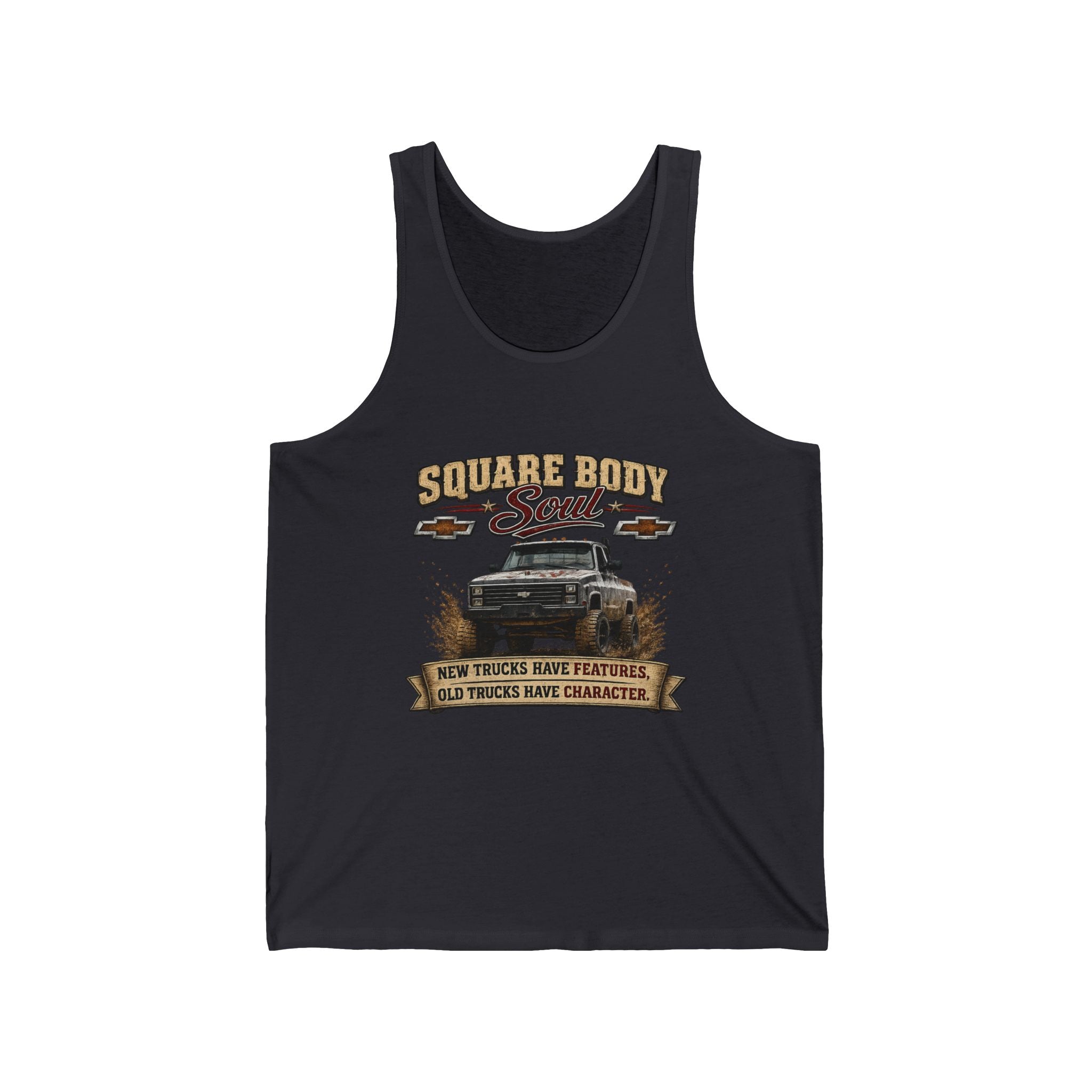 "Square Body" Classic Truck Tank ("New Trucks Have Features, Old Trucks Have Character") - Tank Top