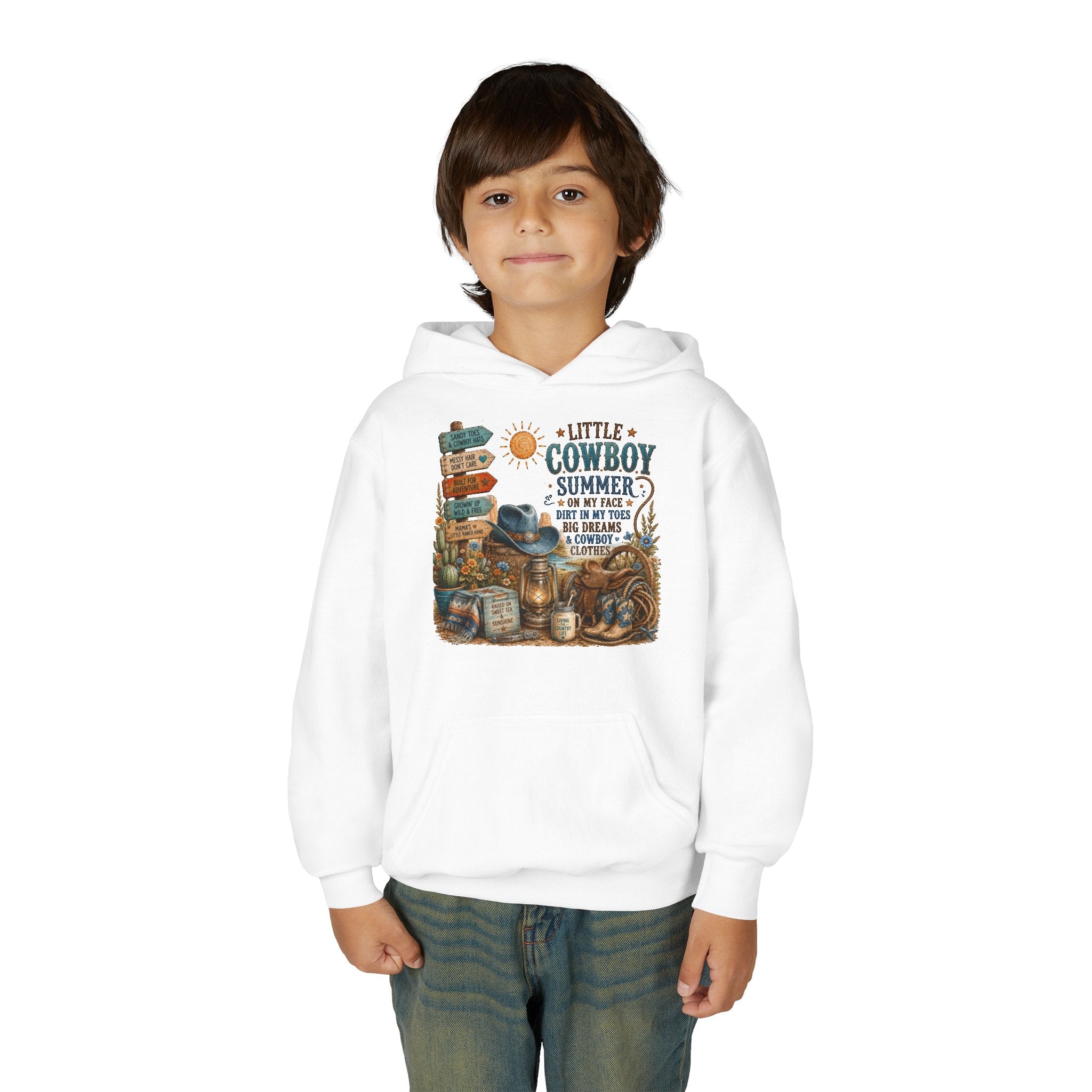 "Little Cowboy" Western Graphic Sweatshirt – Youth Cowboy Summer Hoodie