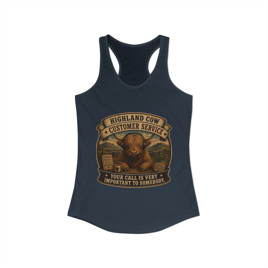 Highland Cow Customer Service Women's Ideal Racerback Tank