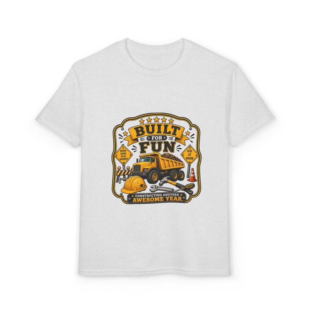 "Built For Fun" Graphic Tee Kids Construction Truck — T-Shirt