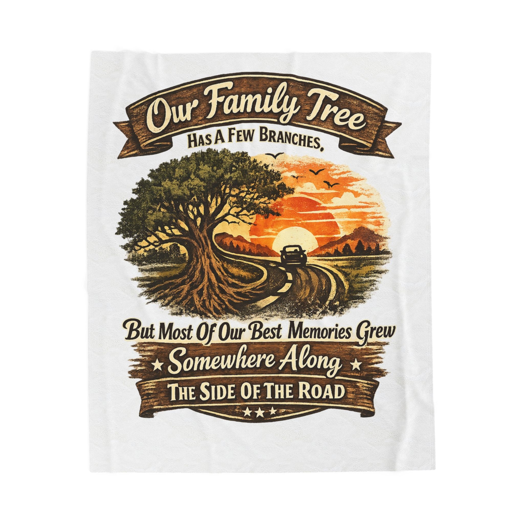 "Our Family Tree Has A Few Branches" Cozy Throw — Family Road Trip Velveteen Blanket