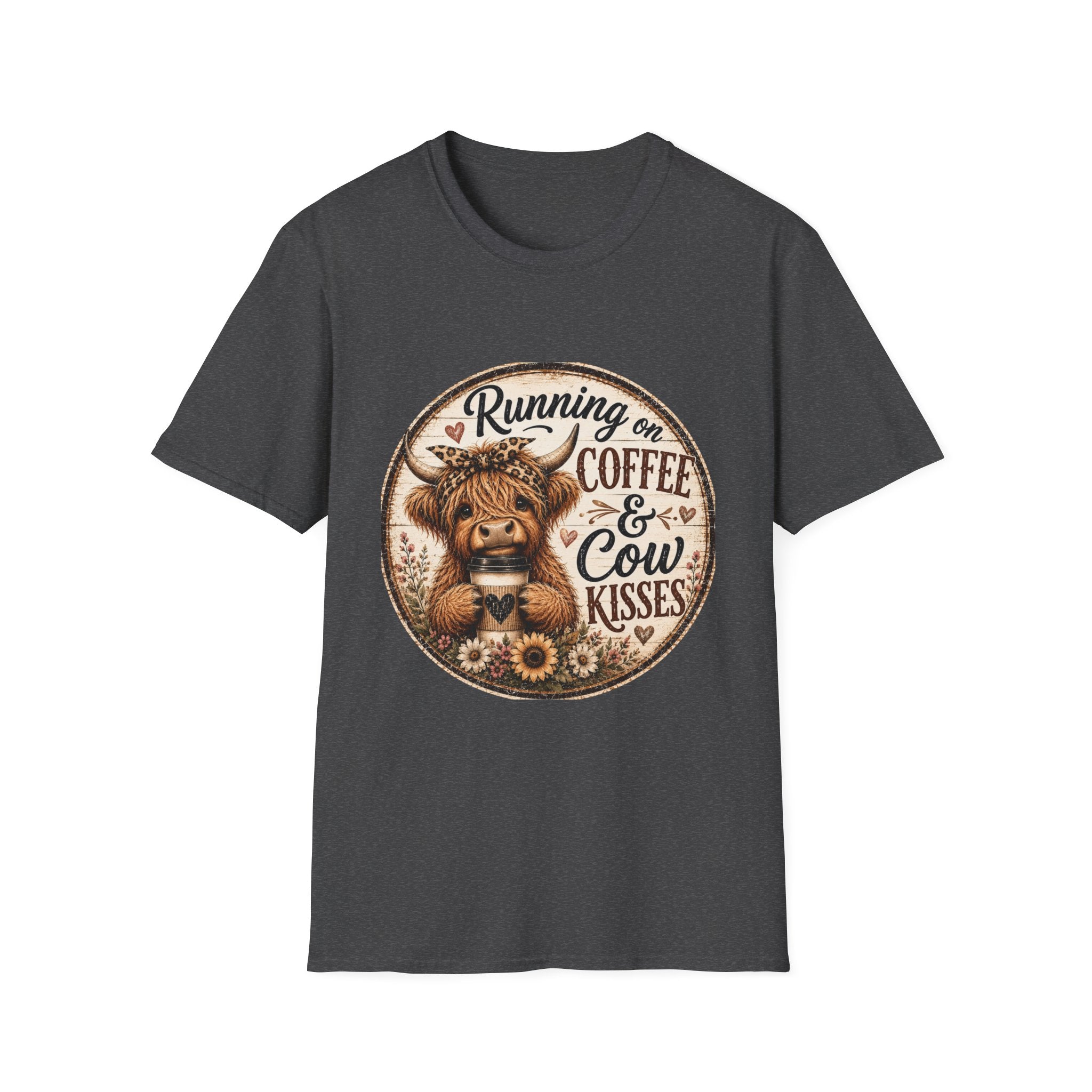 Running on Coffee & Cow Kisses - Unisex Softstyle T-Shirt