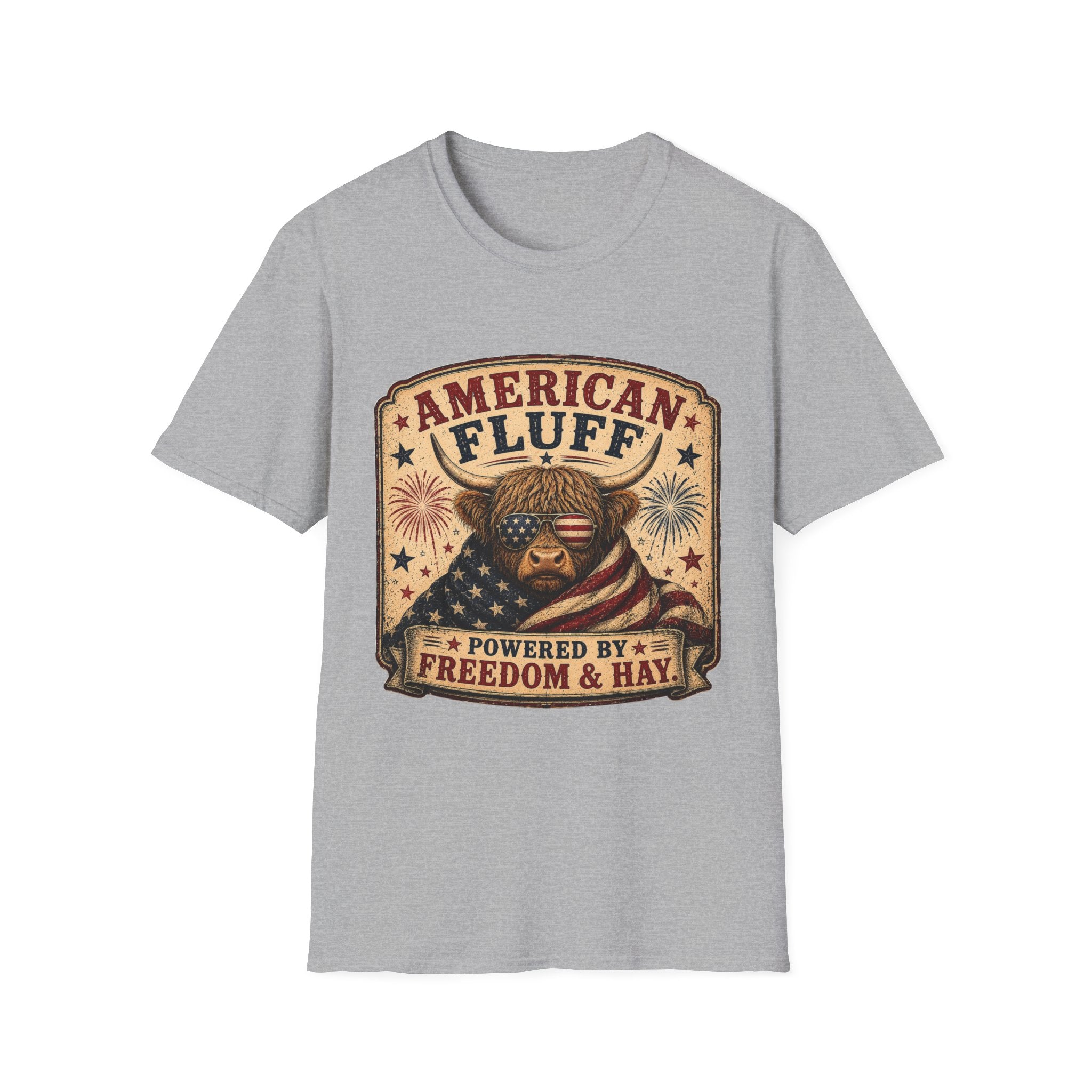 American Fluff Highland Cow Unisex Softstyle T-Shirt