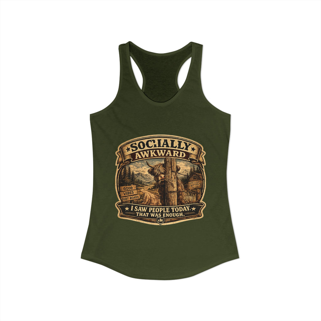 Socially Awkward Highland Cow Women's Ideal Racerback Tank