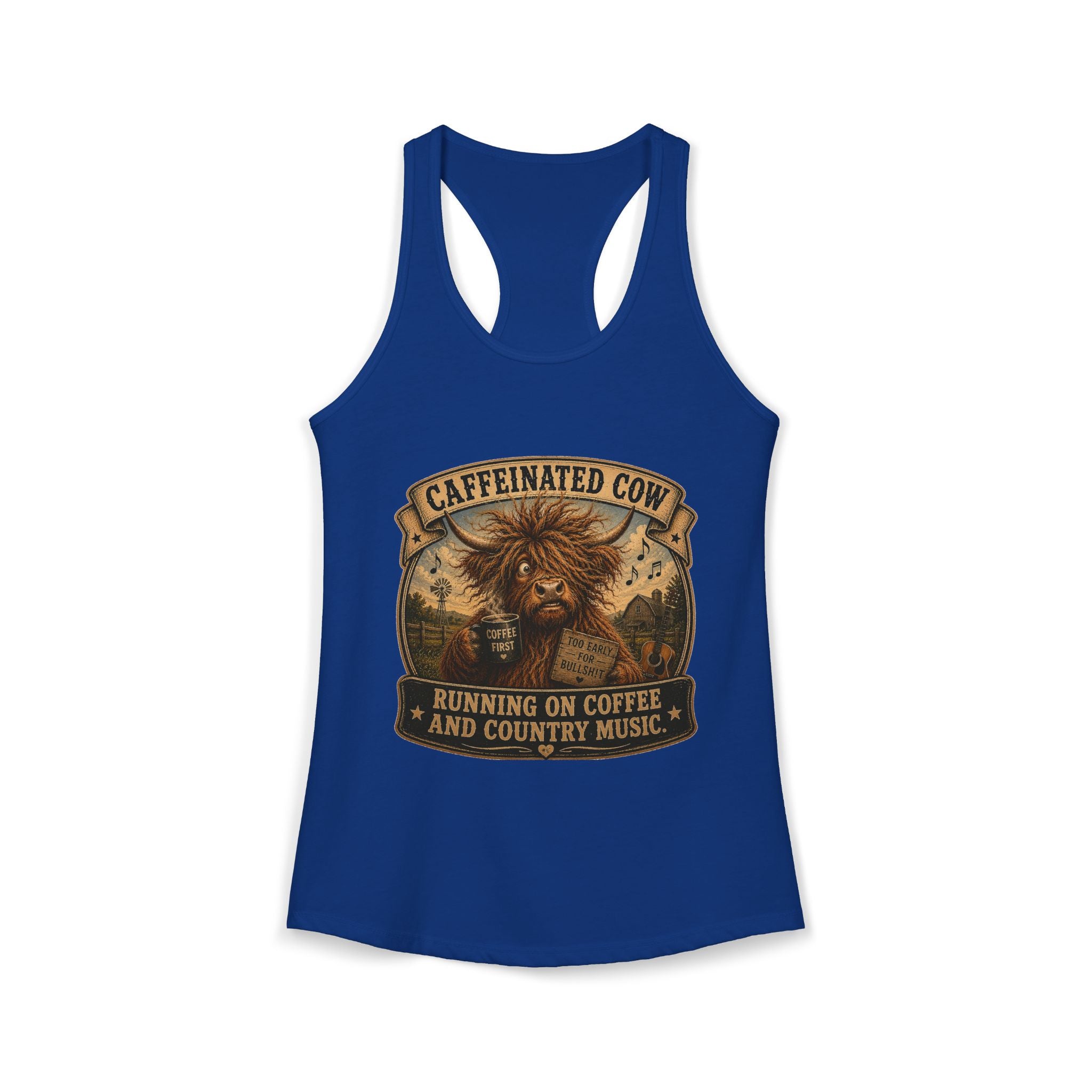 Caffeinated Cow Women's Ideal Racerback Tank