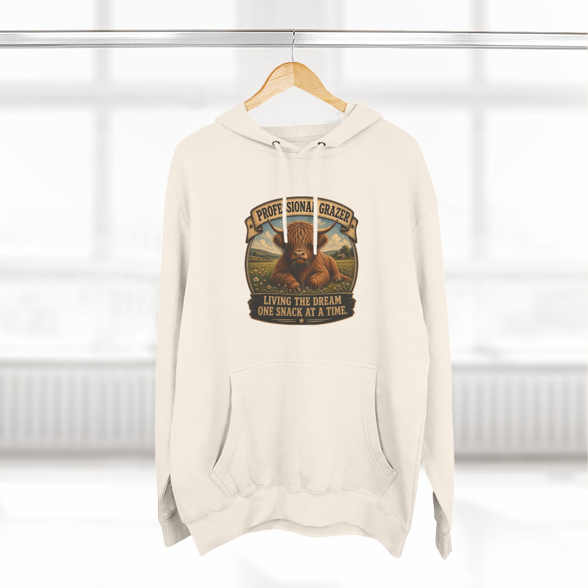 Professional Grazer Highland Cow Three-Panel Fleece Hoodie