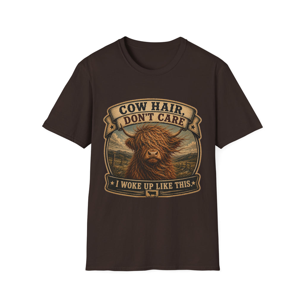 Cow Hair Don't Care Highland Cow - Unisex Softstyle T-Shirt