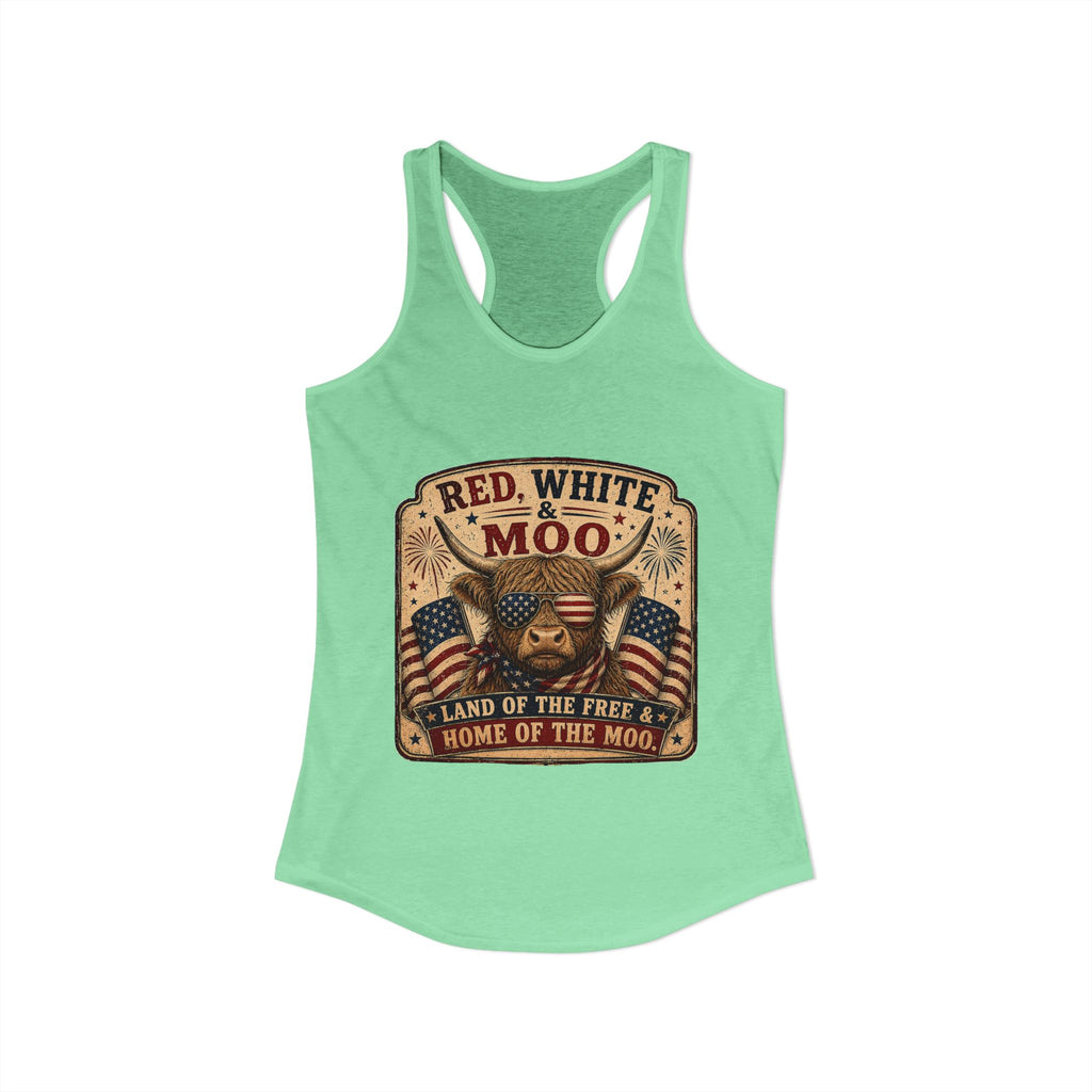 Red, White, & Moo Women's Ideal Racerback Tank