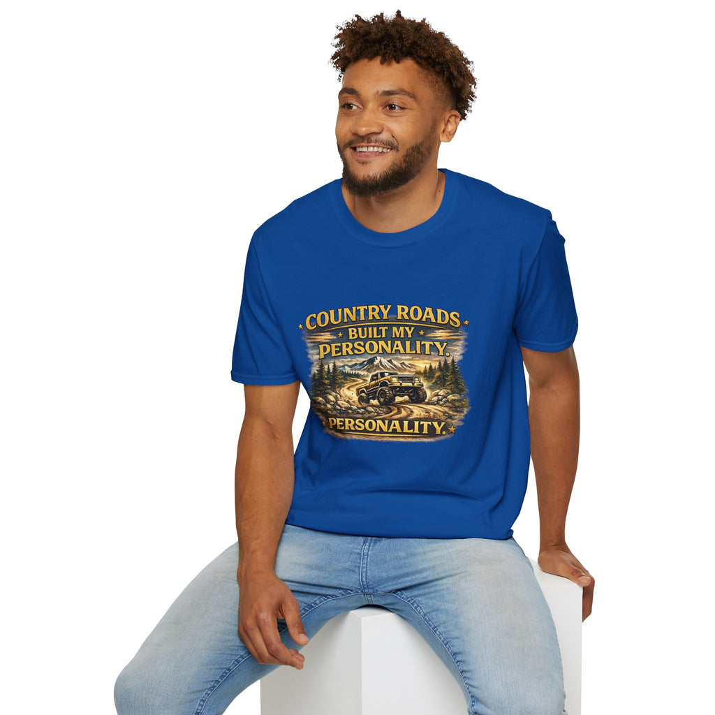 "Country Roads Built My Personality" Vintage Mountain Truck Tee — T-Shirt