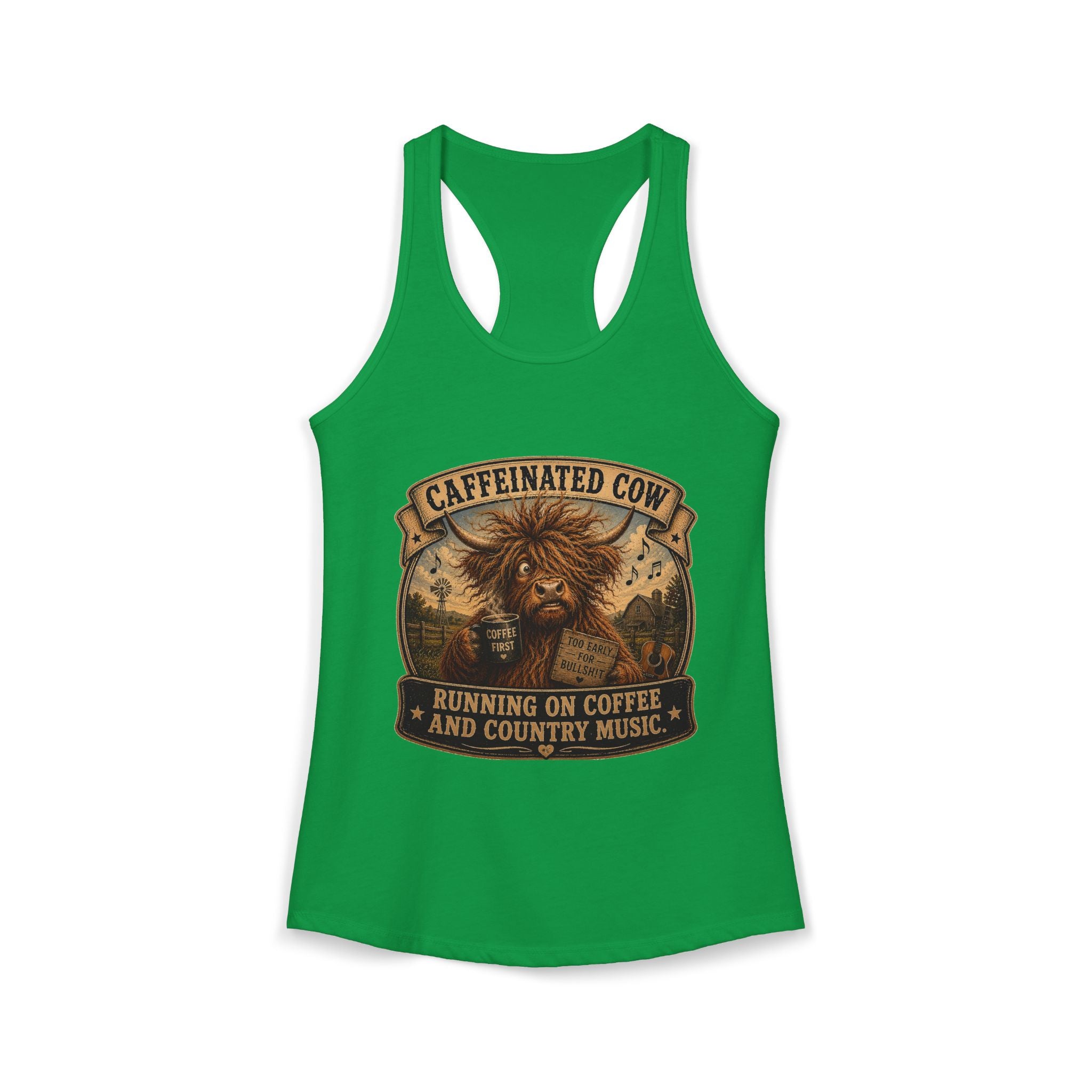 Caffeinated Cow Women's Ideal Racerback Tank