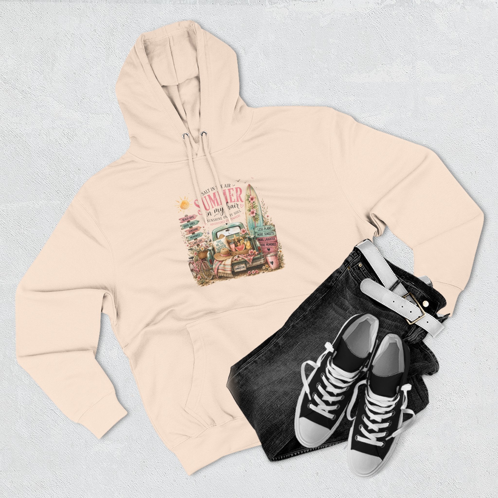 Salt in the Air Summer In my Hair - Women's Pull Over Hoodie
