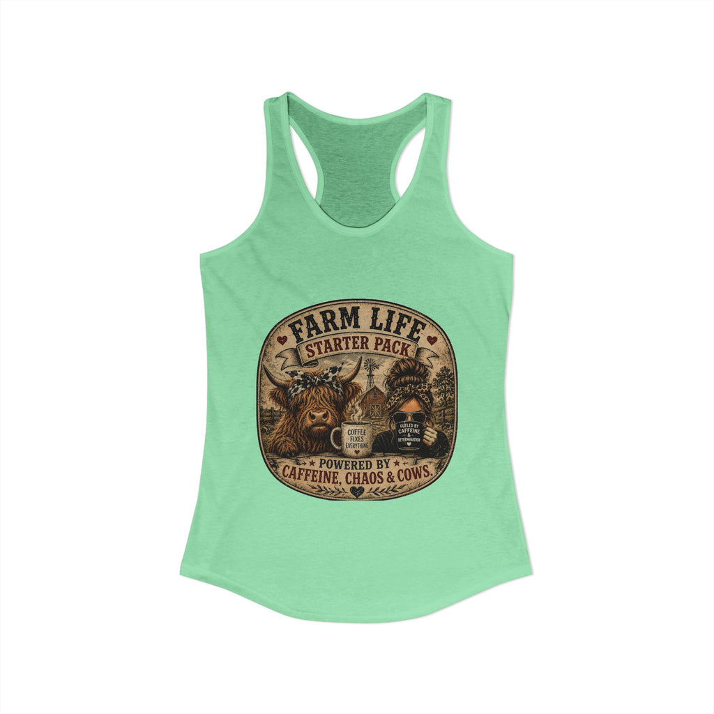 Farm Life Highland Cow Women's Ideal Racerback Tank