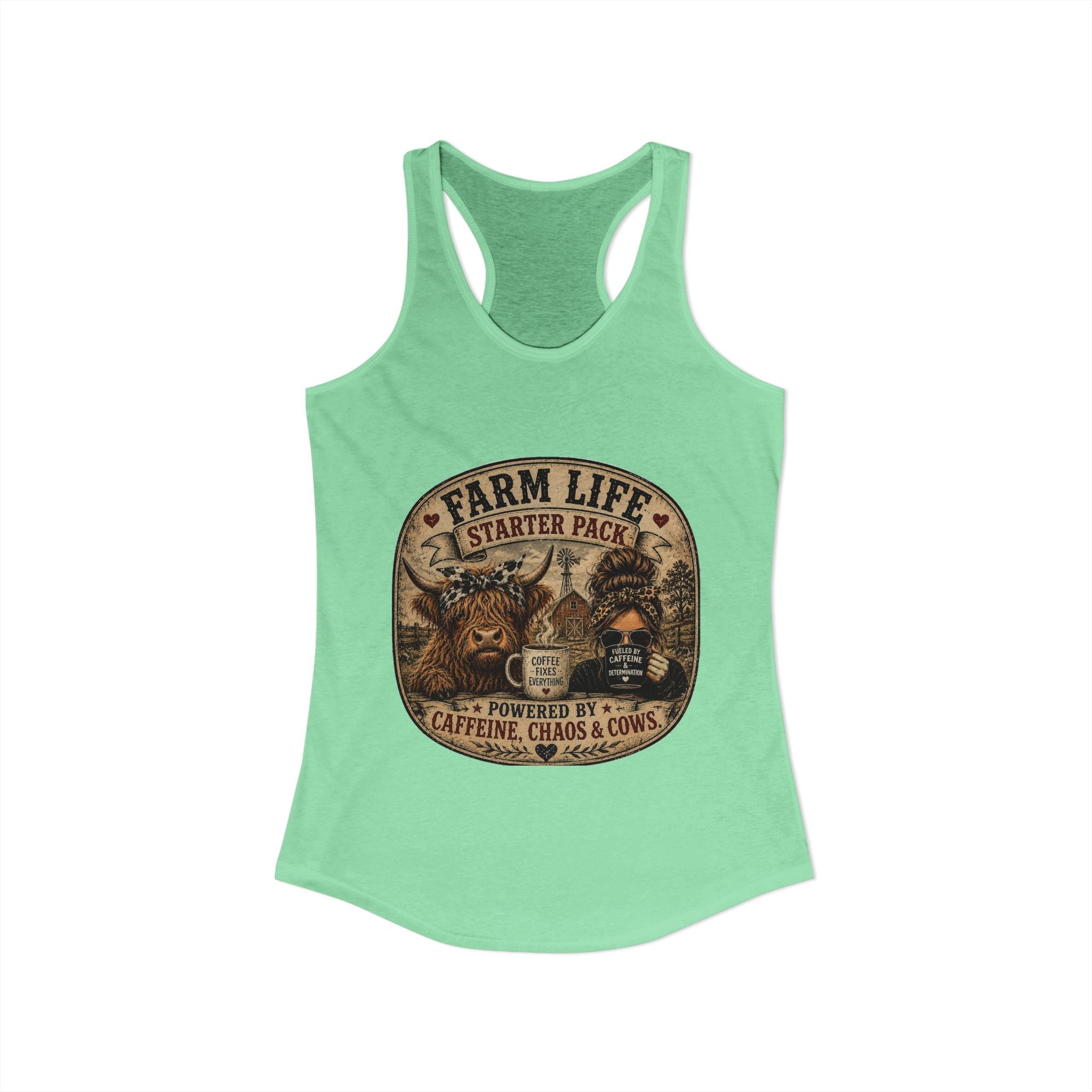Farm Life Highland Cow Women's Ideal Racerback Tank