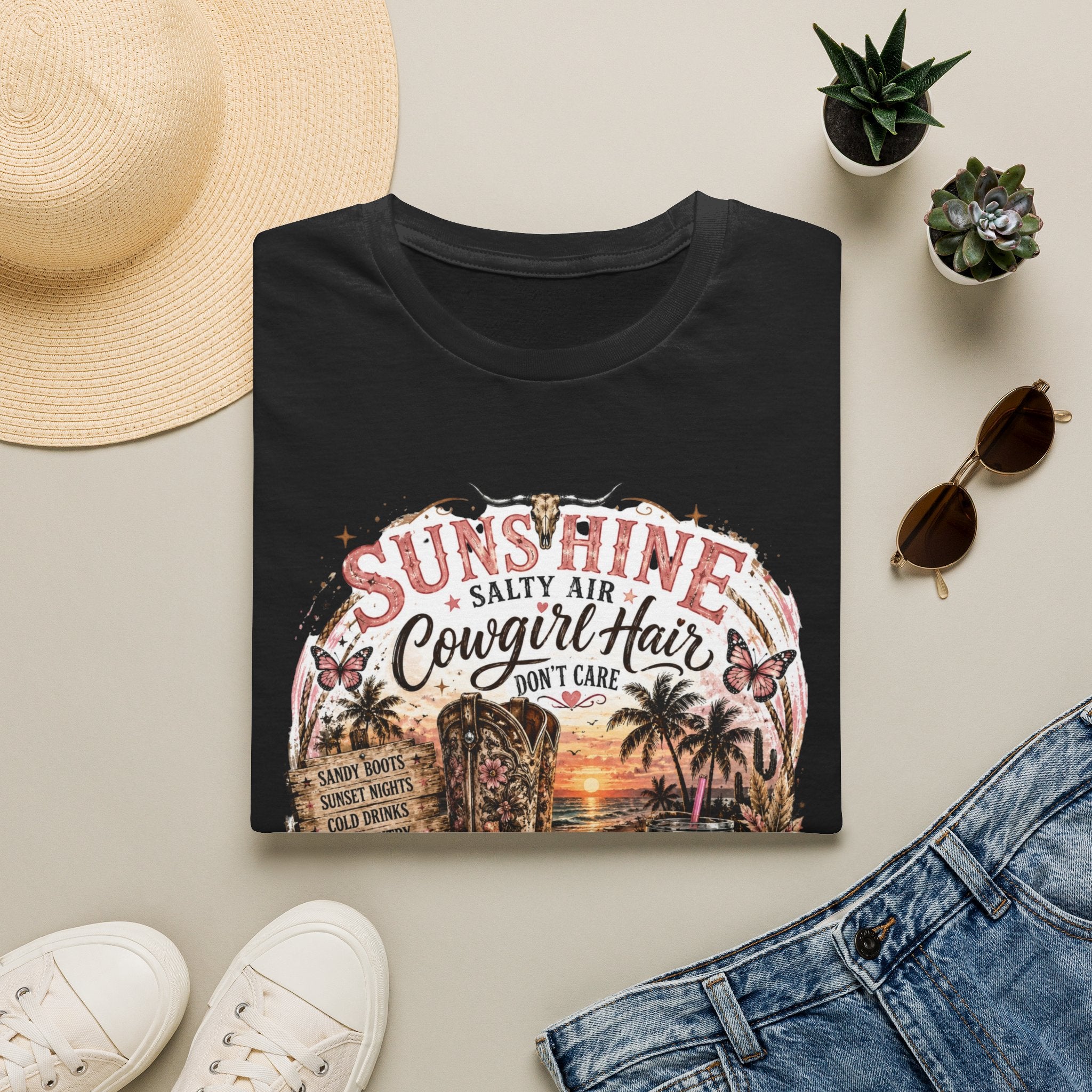 Cowgirl Hair T-Shirt — Sunshine, Salty Air Sunset Graphic Tee