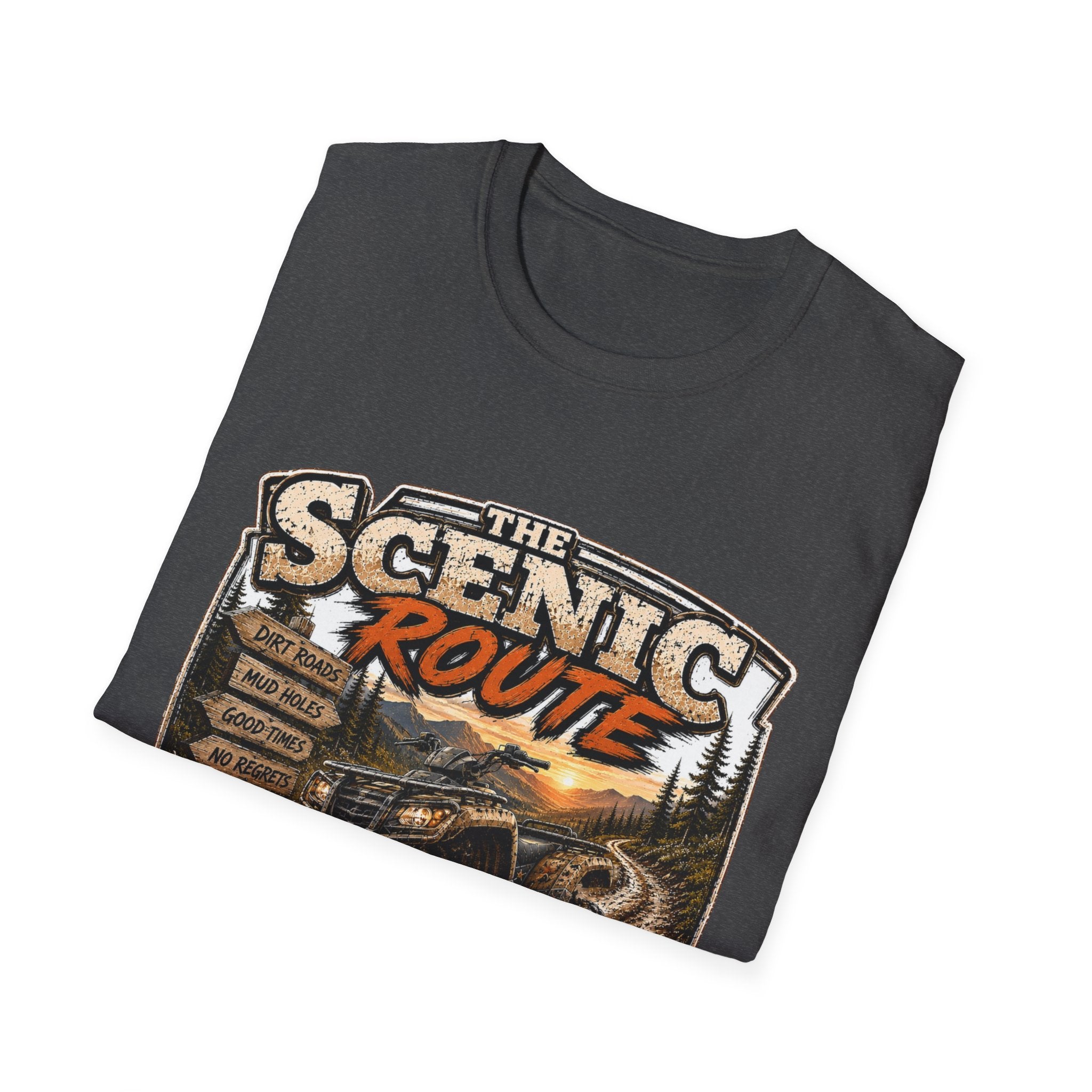 Scenic Route T-Shirt — 'Life’s Too Short to Stay on the Main Trail' Off‑Road Adventure Tee