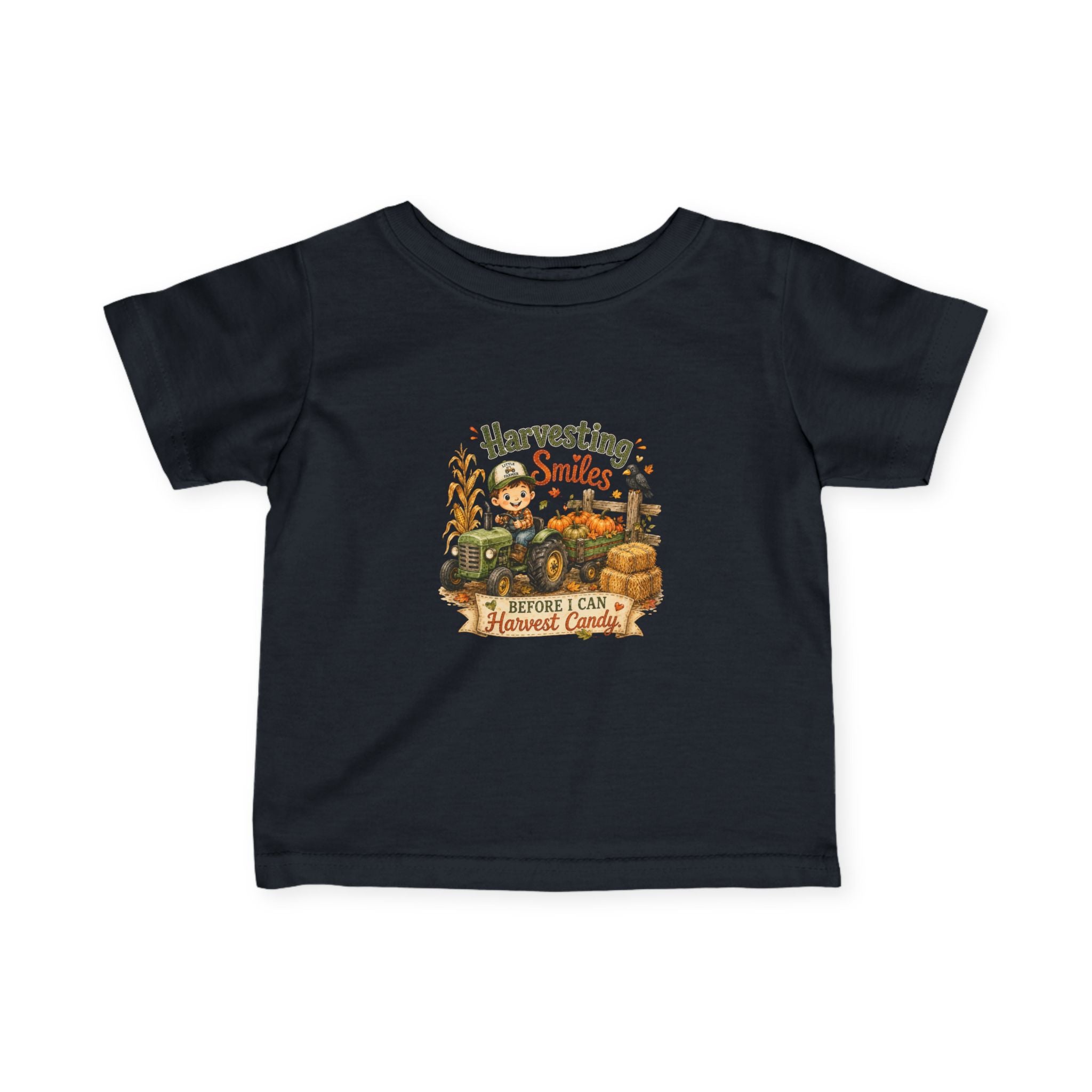 "Harvesting Smiles" Fall Tractor Baby Shirt — Infant Tee