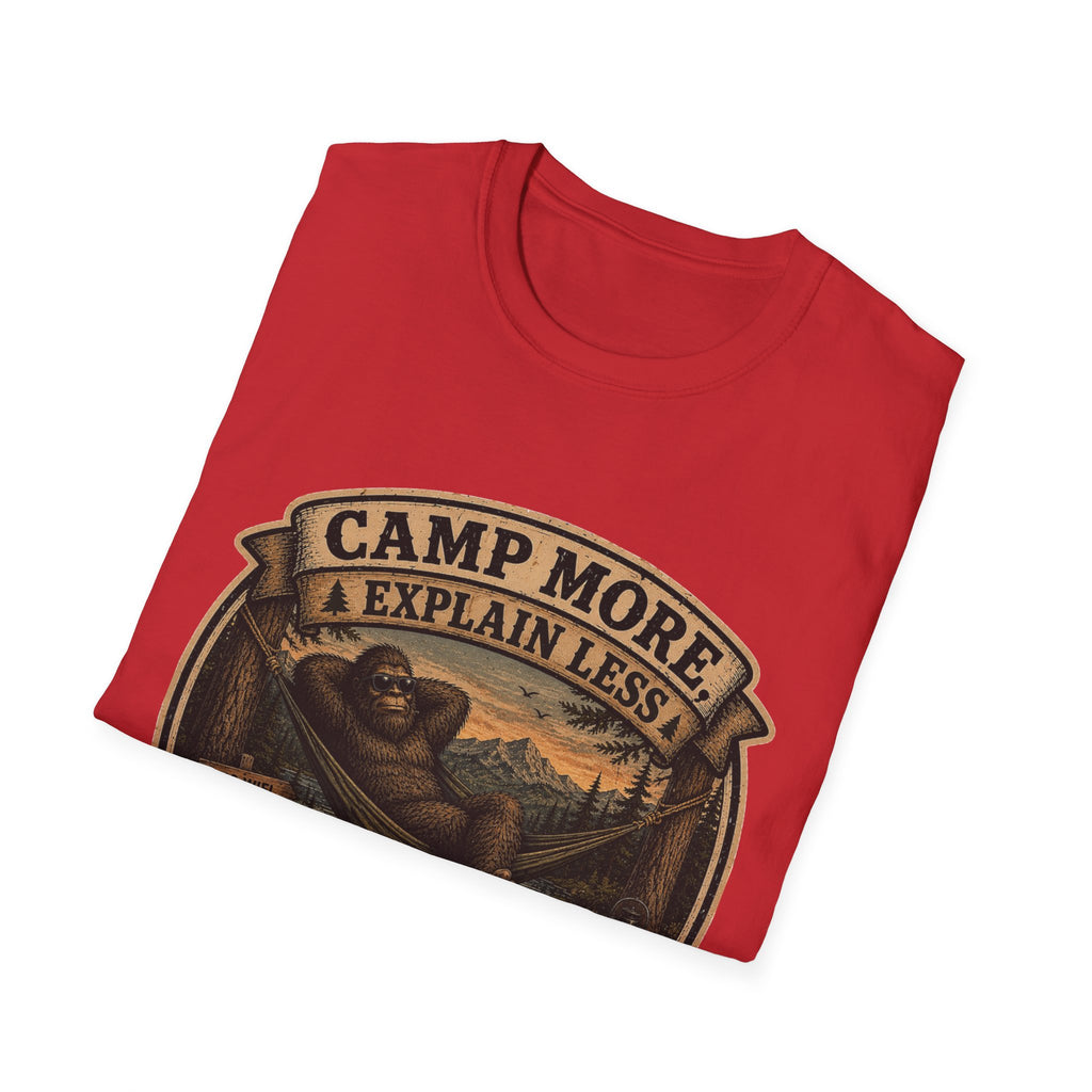 “Camp More, Explain Less” Vintage Camping Graphic Tee — T-Shirt