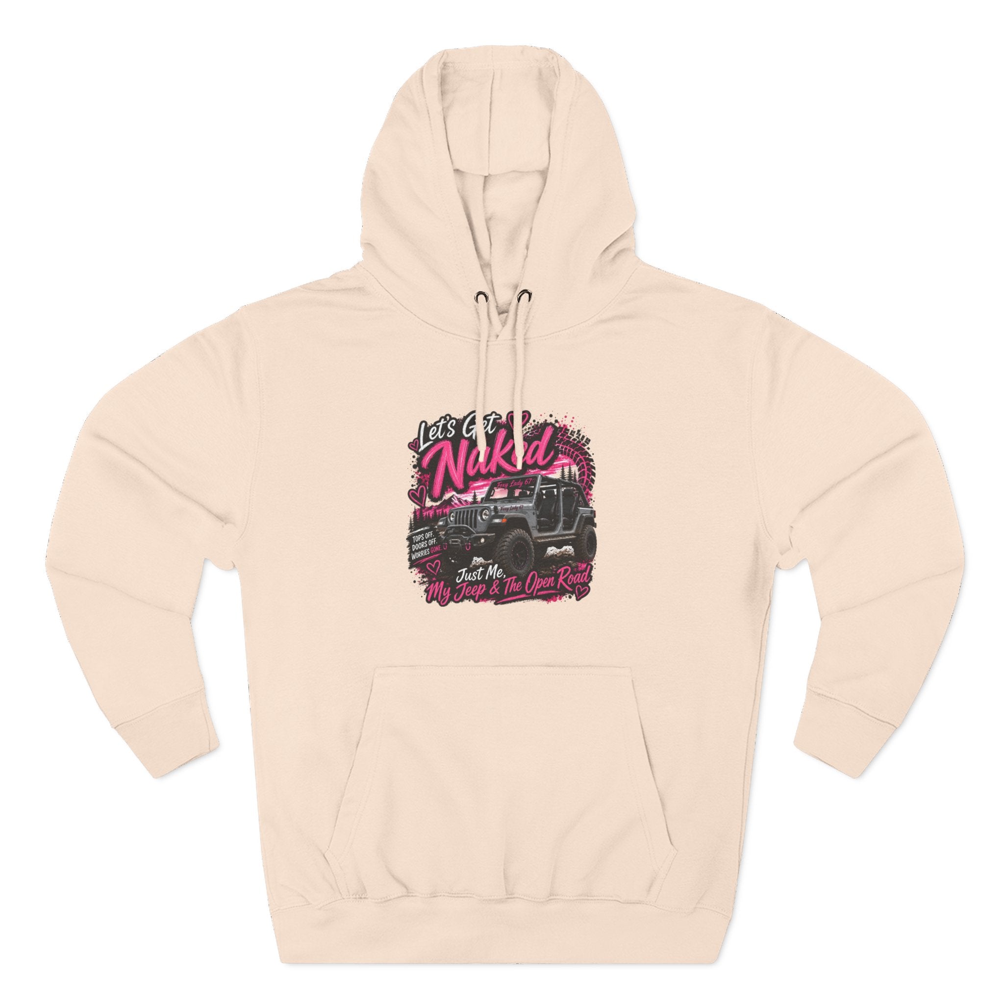 Jeep 'Let's Get Naked' Graphic Hoodie — (Pink) Off-Road Adventure Pullover