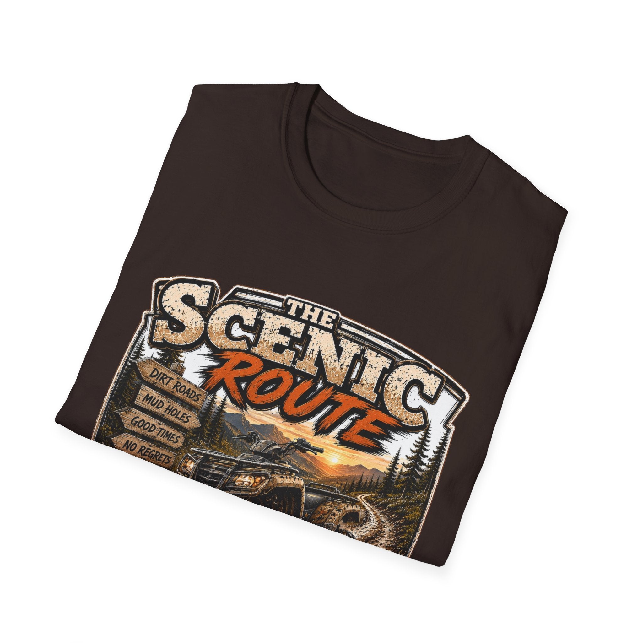 Scenic Route T-Shirt — 'Life’s Too Short to Stay on the Main Trail' Off‑Road Adventure Tee