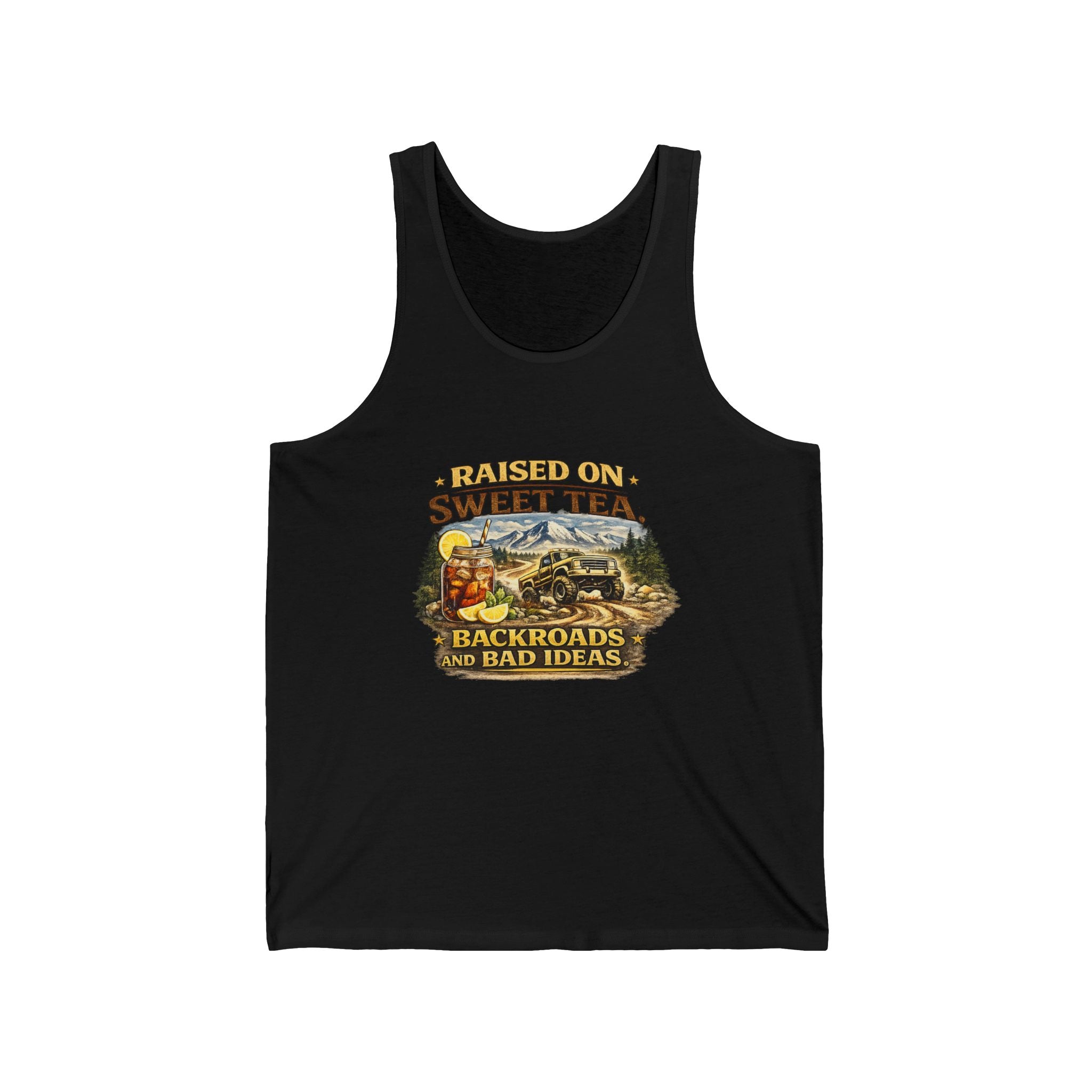 Raised on Sweet Tea Tank Top – Backroads & Bad Ideas Vintage Country Graphic Tank