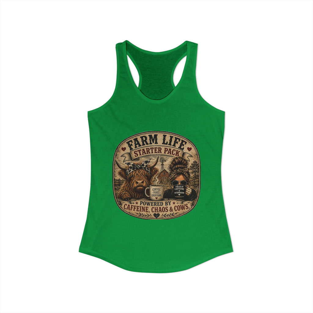 Farm Life Highland Cow Women's Ideal Racerback Tank