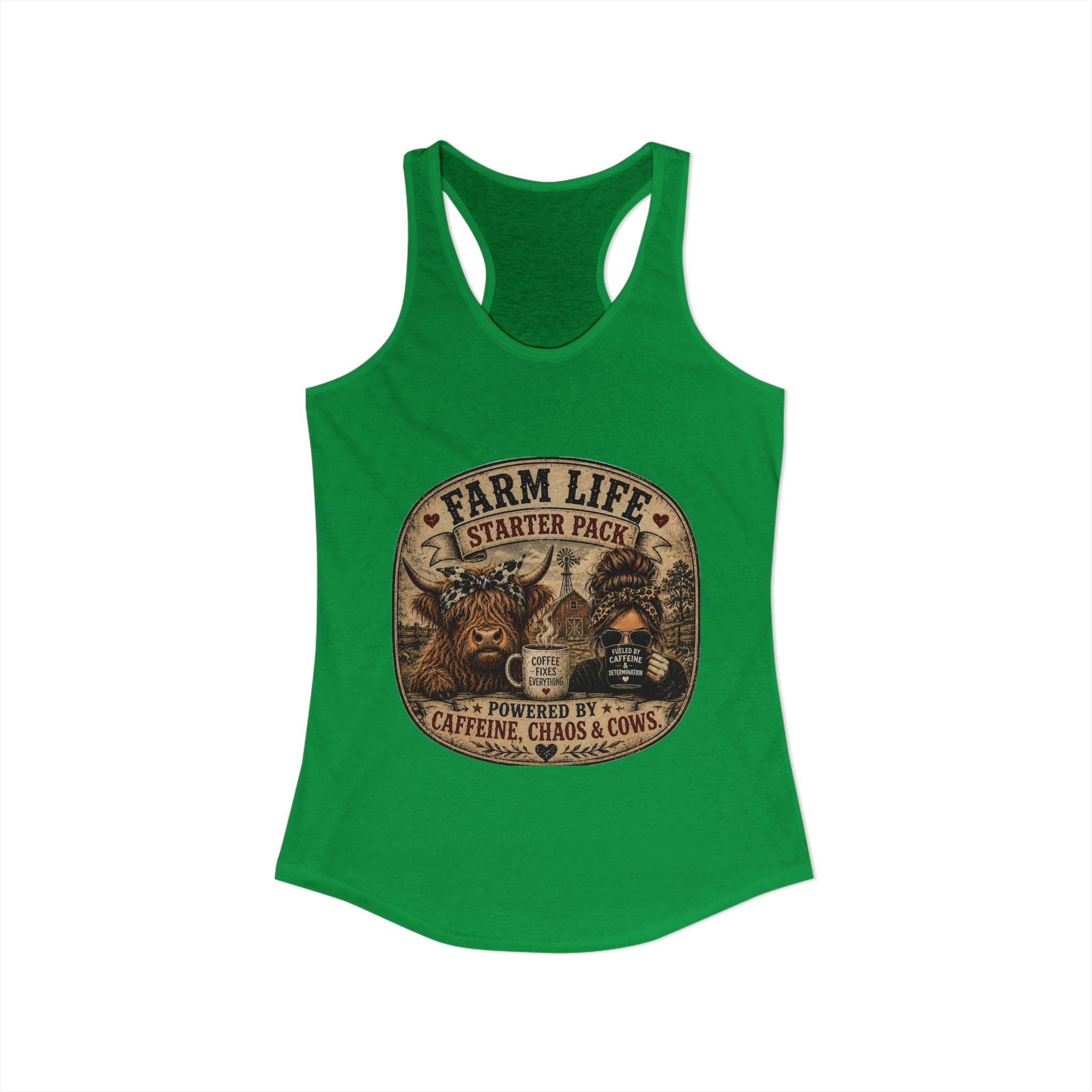 Farm Life Highland Cow Women's Ideal Racerback Tank