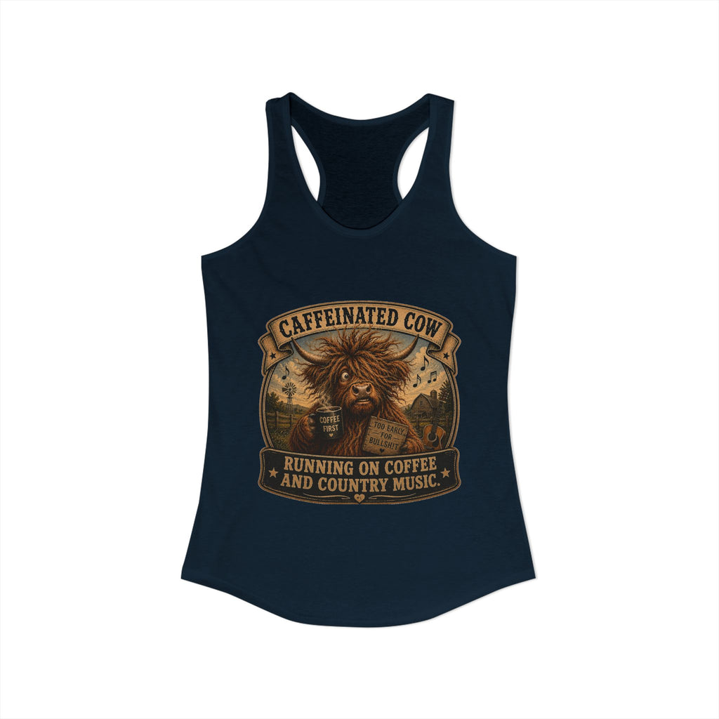 Caffeinated Cow Women's Ideal Racerback Tank