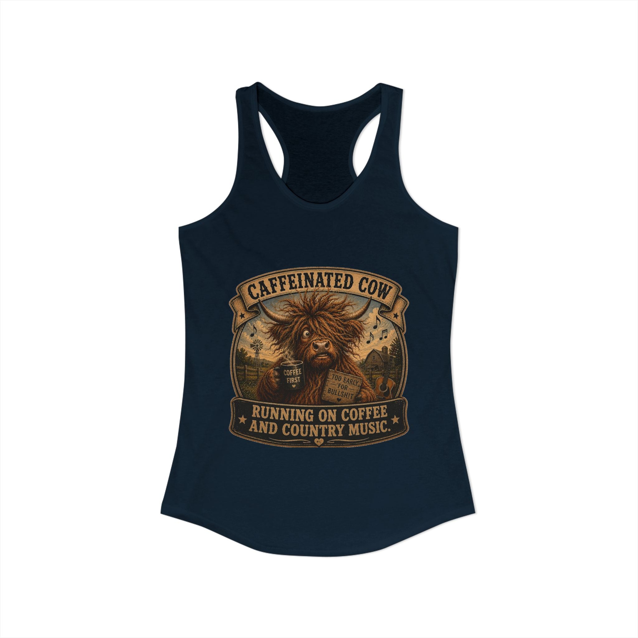 Caffeinated Cow Women's Ideal Racerback Tank
