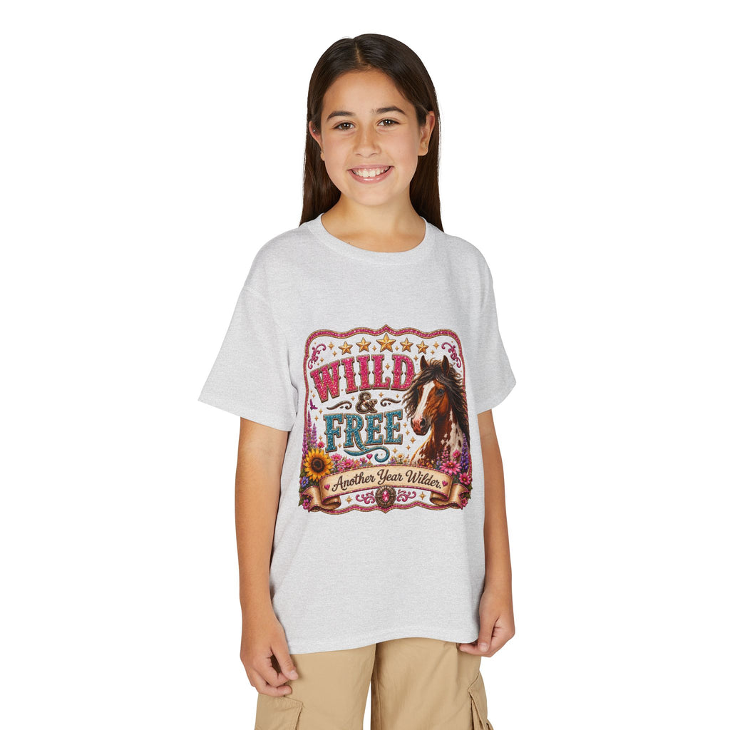 "Another Year Wilder" Horse Graphic — Wild & Free Youth T‑Shirt