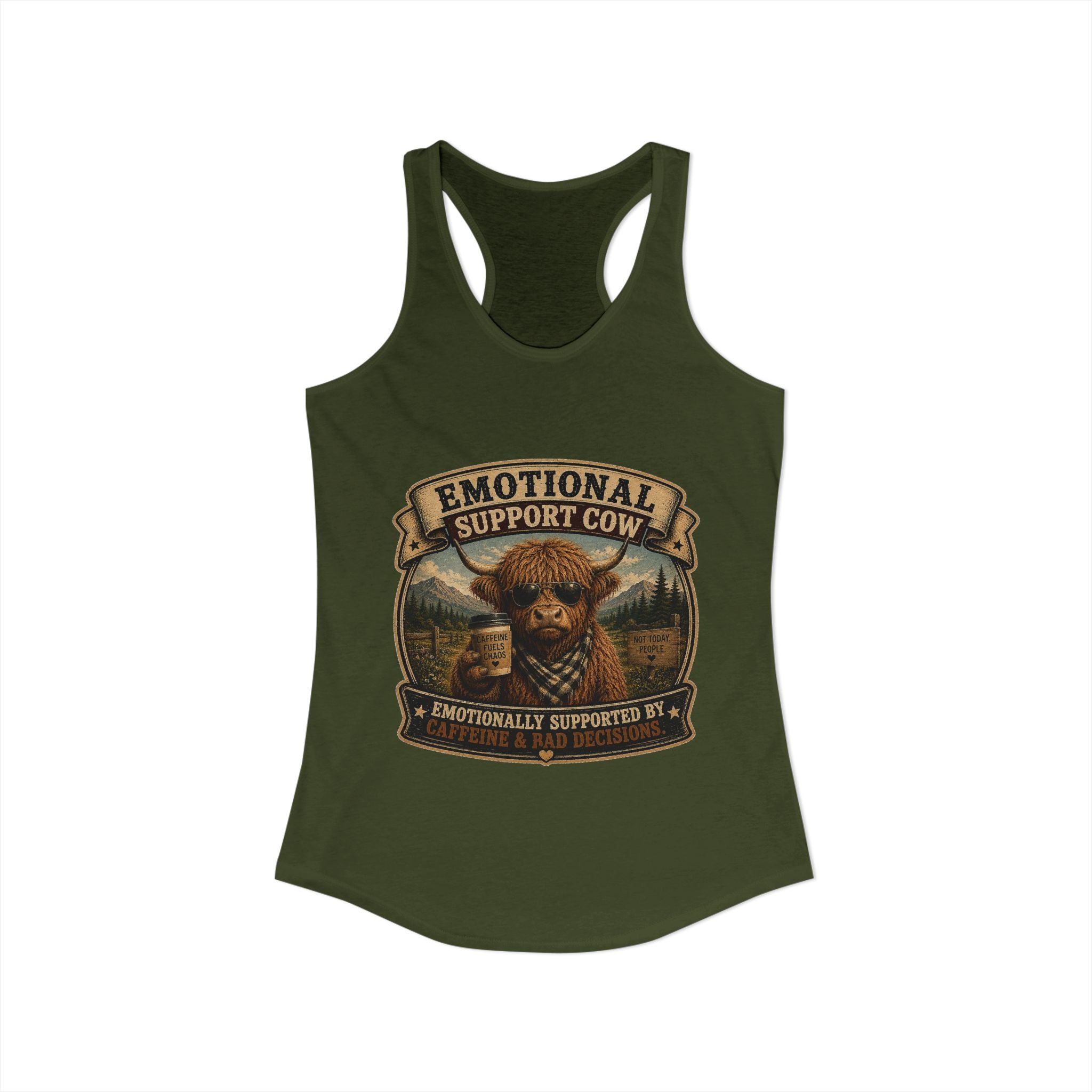 Emotional Support Cow Women's Ideal Racerback Tank