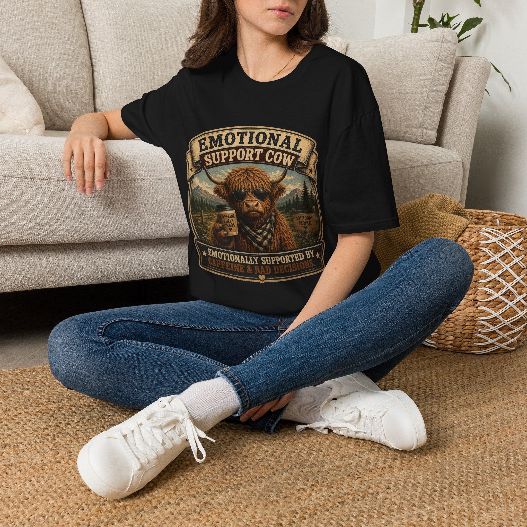 Socially Awkward Highland Cow - Unisex Softstyle T-Shirt