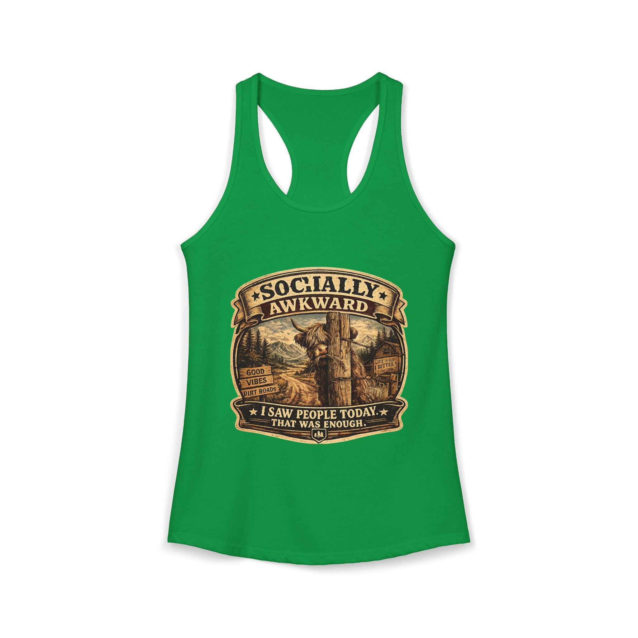 Socially Awkward Highland Cow Women's Ideal Racerback Tank