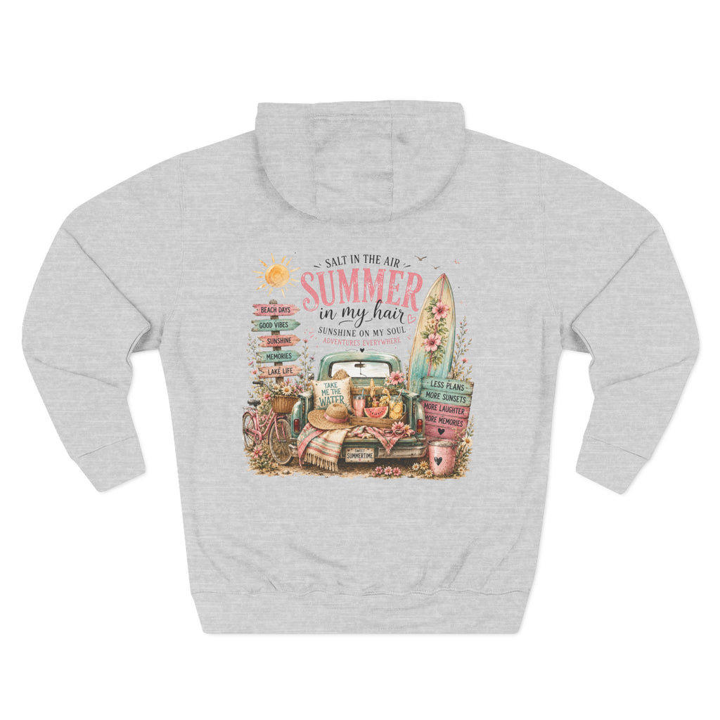 Salt in the Air Summer In my Hair - Women's Pull Over Hoodie