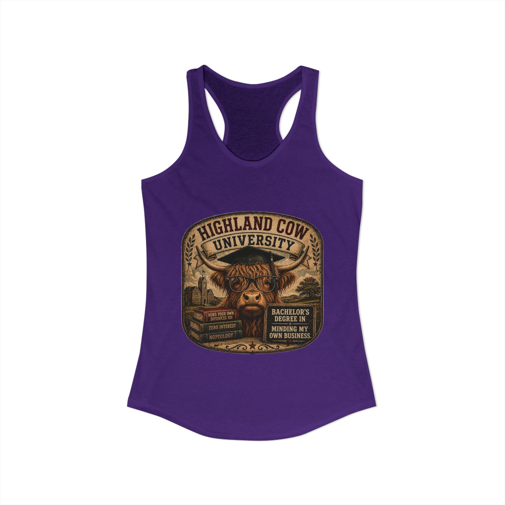 Highland Cow University Women's Ideal Racerback Tank