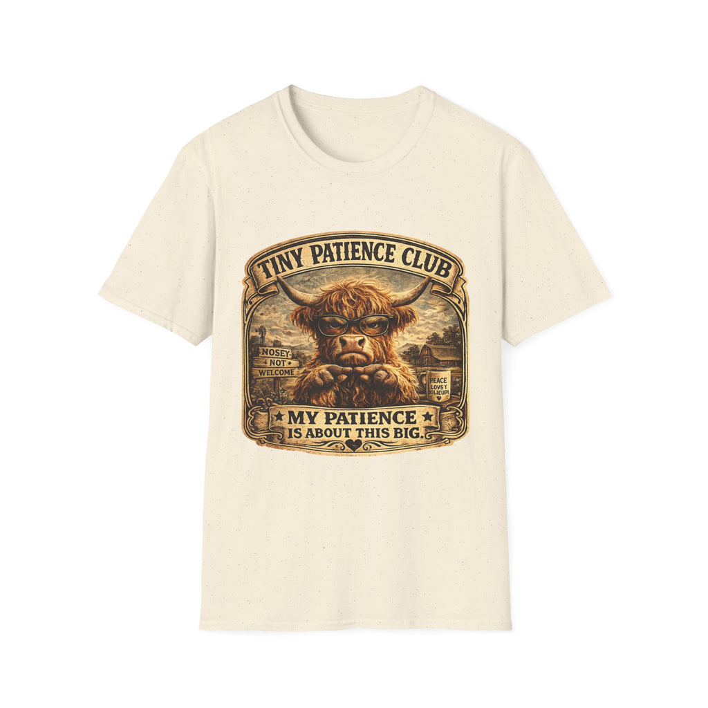Tiny Patience Club Highland Cow Unisex Softstyle T-Shirt
